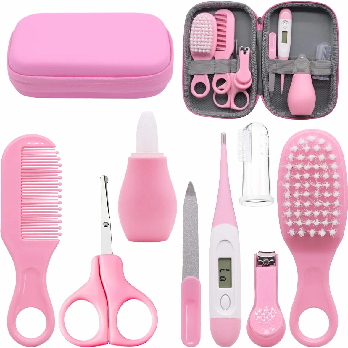 8 piezas Accesorios para el Cuidado del Bebé, kit de cuidado del bebé nacer, kit de salud para bebés para bebés recién nacidos,Set Para Cuidado Del Bebé para Niñas y Niños Regalos (rosado)