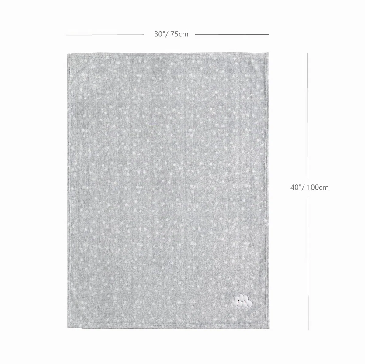 CREVENT - Manta Polar Suave, Ligera y Agradable para la Cuna. Ideal para bebés y niños pequeños, Unisex (75 x 100 cm, Color Gris con el Bordado de una Nube)
