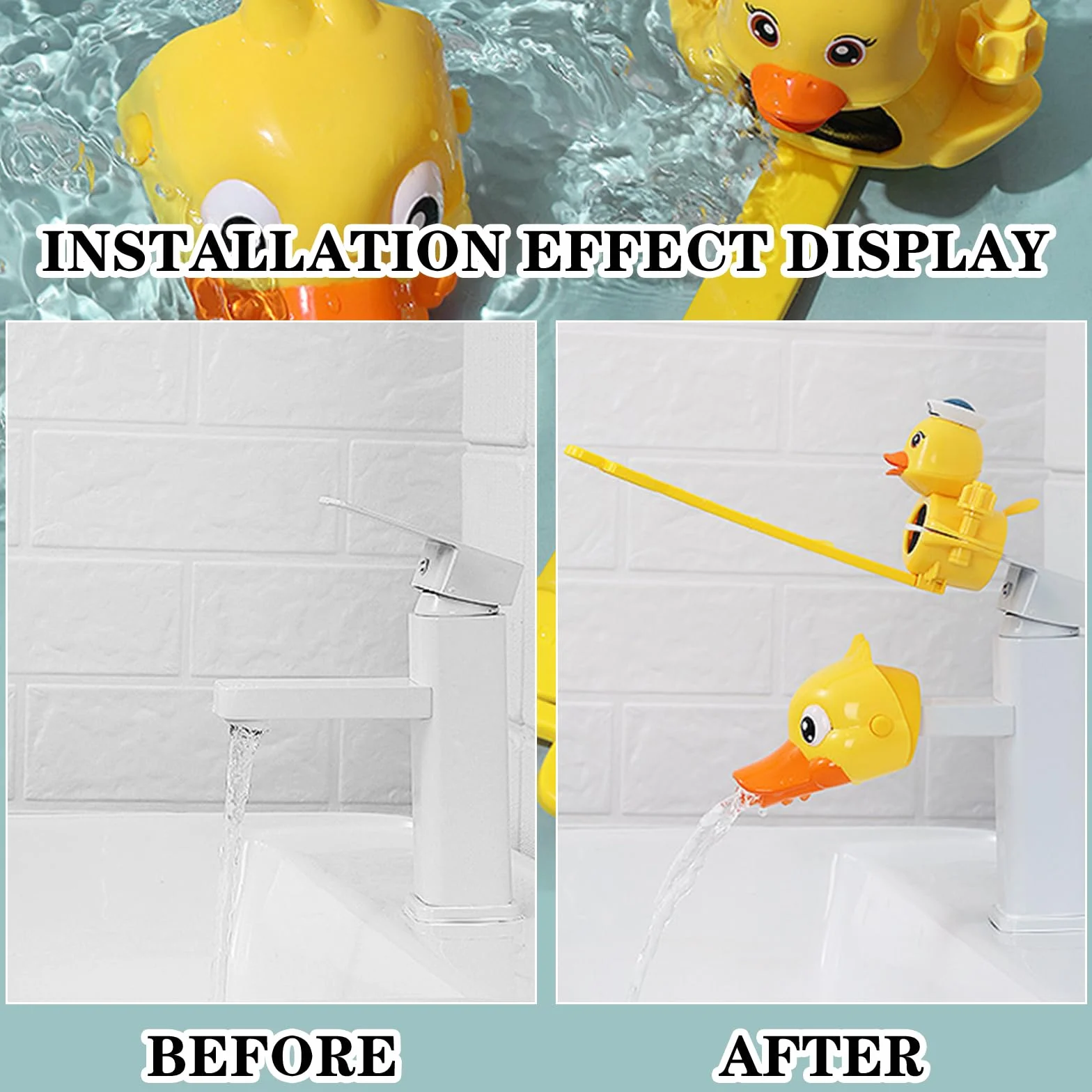 Extensor Grifo Lavabo para Niños 1 pieza Extensor de Grifo para niños Alargador Grifo Diseño en Forma de Pato Ajustable más Conveniente para que los Niños Pequeños se Laven las Manos