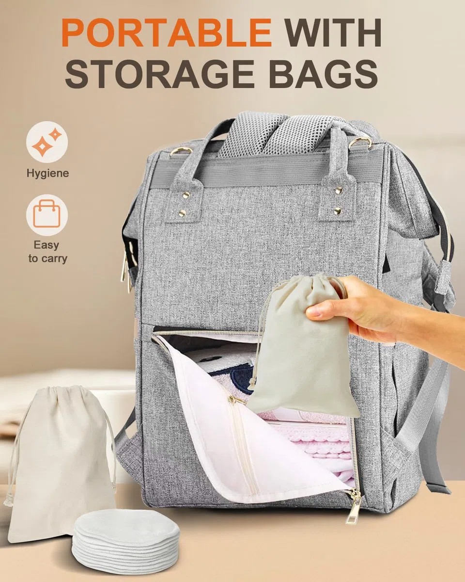Lictin Almohadillas de Lactancia-10 Piezas Bambú Orgánicos Almohadillas de Lactancia Reutilizable 12cm Súper Suaves y Absorbentes Discos de Lactancia con Bolsa de Lavandería y de Organizadores