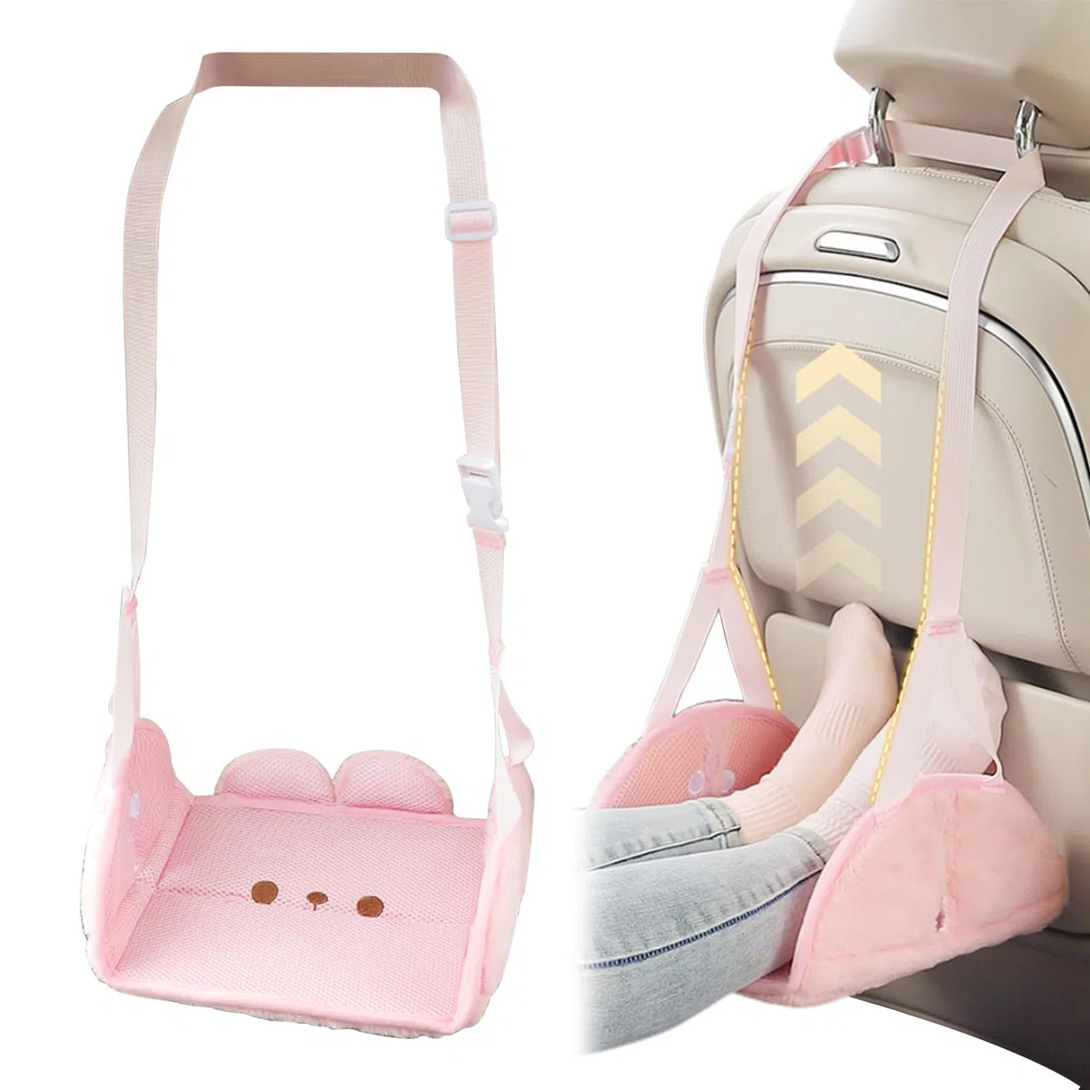 Reposapiés De Coche - Accesorios Automotrices Ergonómicos De Soporte,Hamaca Reposapiernas Para Coche De Pasajeros,Para Viajes Largos En Automóvil SUV RV Para Niños Adultos Y Pasajeros Ancianos