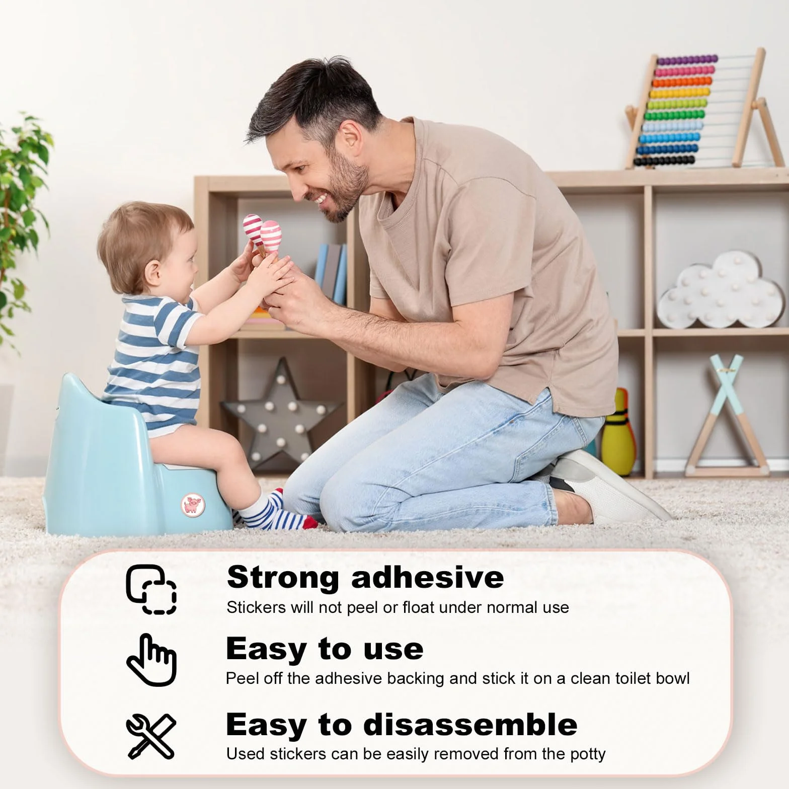 24 calcomanías de entrenamiento para ir al baño – 12 estilos de cambio de color interesantes calcomanías de asiento de cerdo, perro, gato – animales reutilizables para niños, niñas y niños pequeños