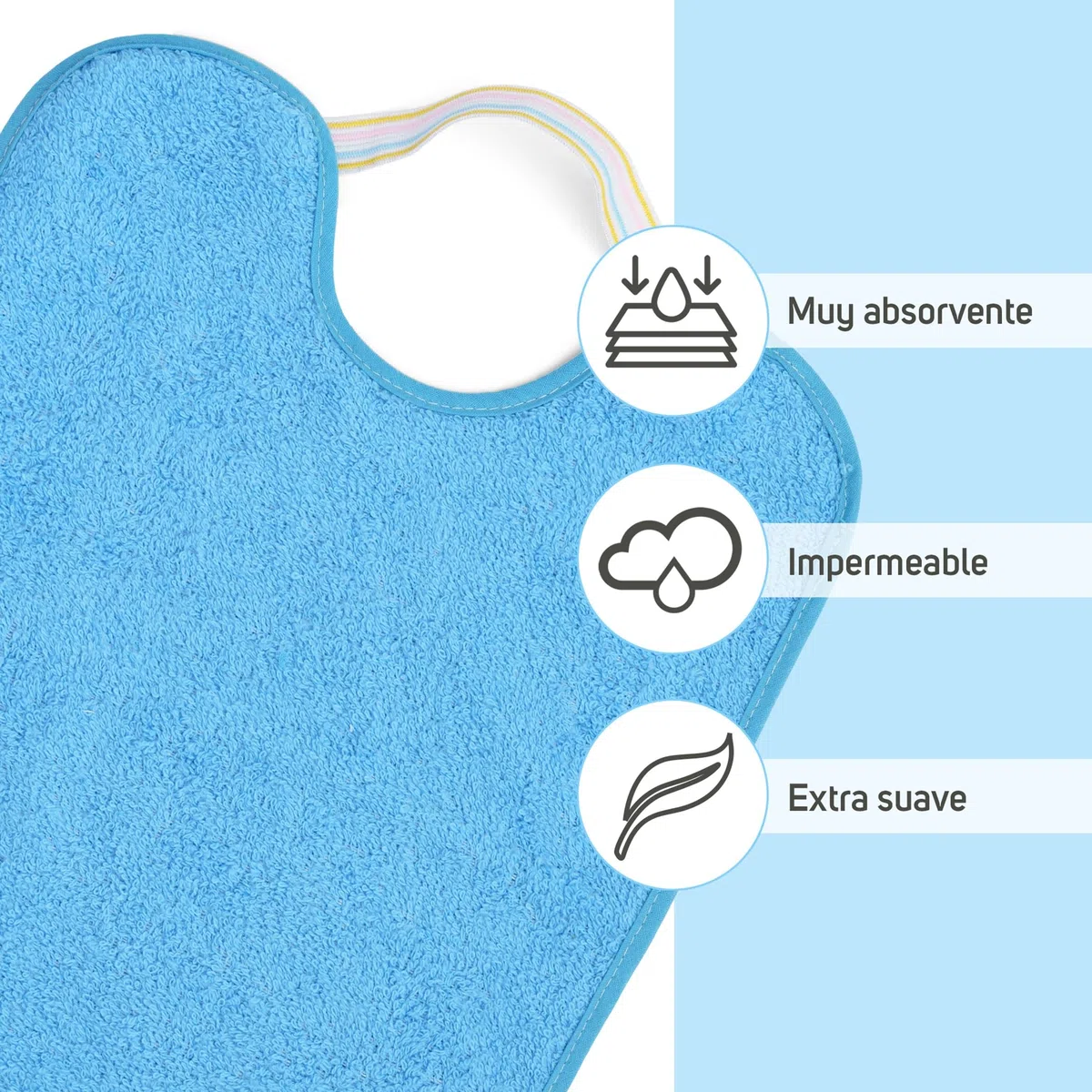 Ti TIN Pack 4 Baberos Bebé Impermeables y Absorbentes - A partir 12 meses - Ideal Guardería con Goma Elástica y Rizo de Algodón Suave