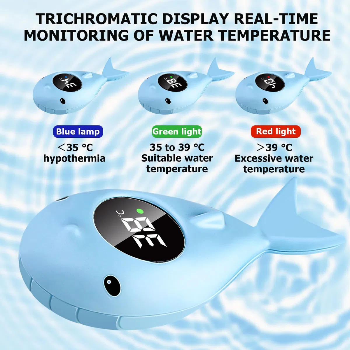 Termómetro digital de baño para bebé: termómetro digital para bañera con luz de advertencia LED, función de advertencia de temperatura para jugar en la bañera y baño seguro para niños y niñas