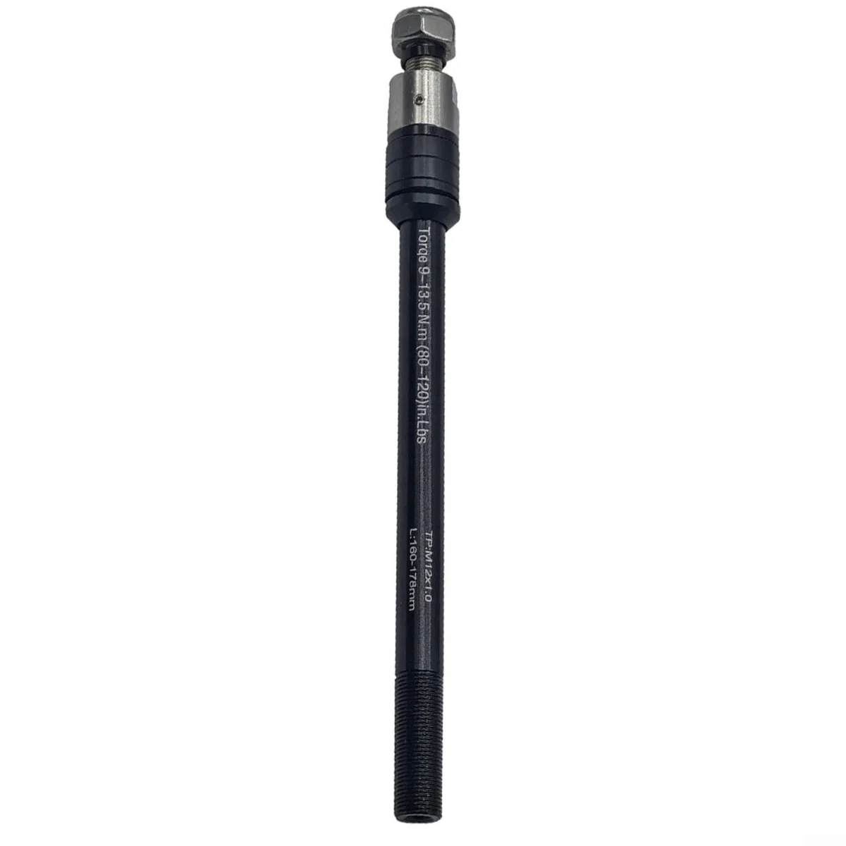 Eje de remolque de bicicleta, adaptador de eje pasante de paso M12 x 1.0/1.5/1.75, enganche de longitud ajustable para marcos de 135/142/148 mm (M12 x P1.0-160-178 mm)