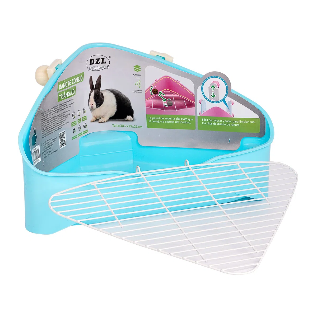 SMELL & SMILE Arenero de plástico de Conejo para Mascotas Entrenador de Orinal fácil de Limpiar esquineras Conejos Color Aleatorio (SOY0089)