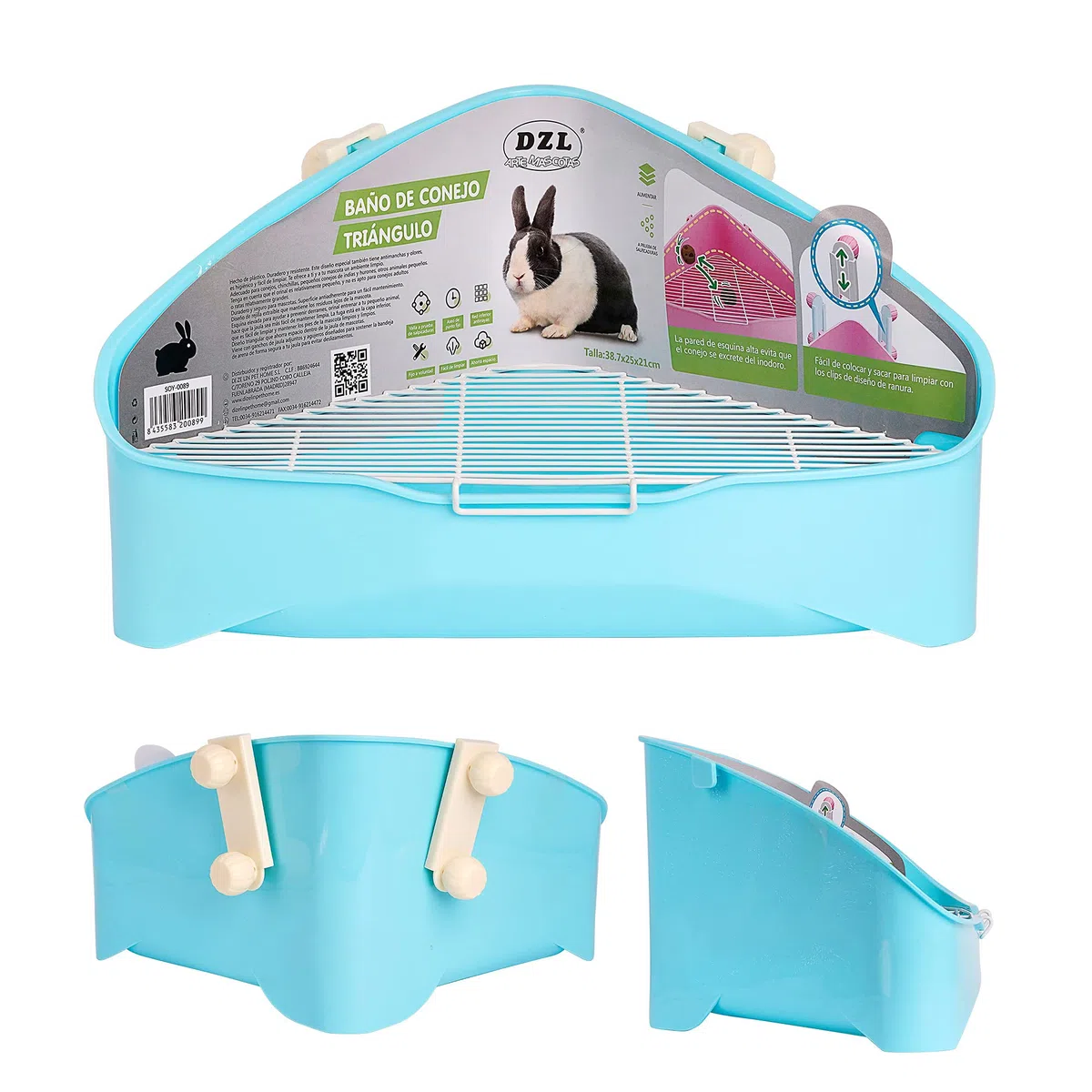 SMELL & SMILE Arenero de plástico de Conejo para Mascotas Entrenador de Orinal fácil de Limpiar esquineras Conejos Color Aleatorio (SOY0089)
