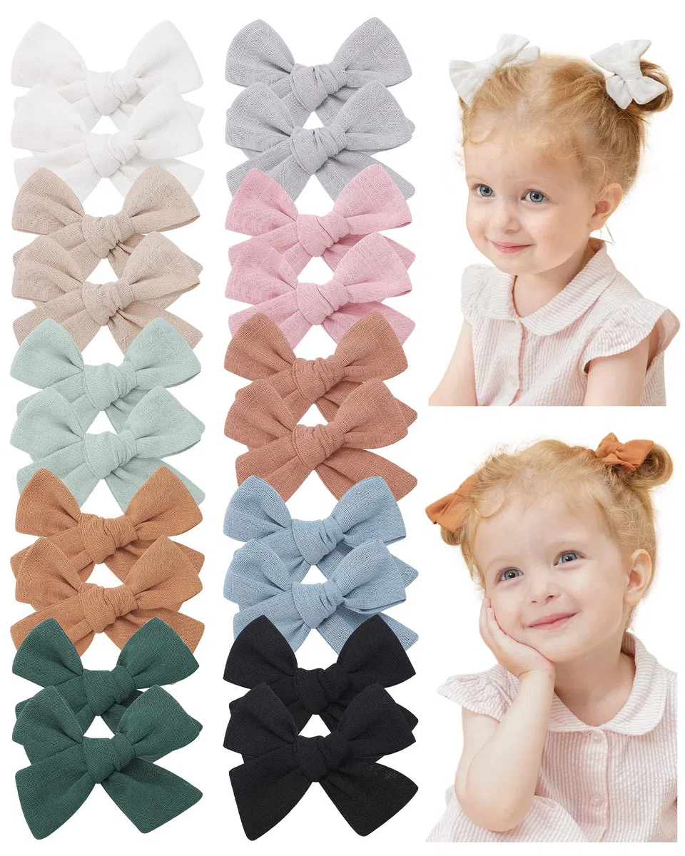 Jollybows 20pzas Lazos Pelo Niña, 8,9cm Lazos de Coletas Completamente Forrados Pinza Accesorios para Cabello para Niños Pequeñas Niñas