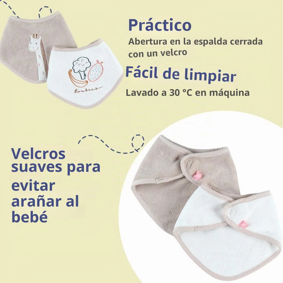 Noukie's - Baberos de pañuelo, diseño de dinosaurio Stegi, 2 unidades, hasta 3 meses