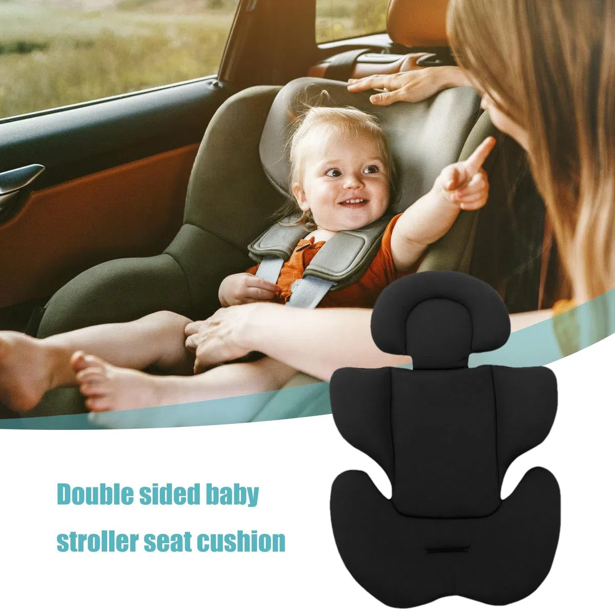 Soporte para la cabeza del asiento de coche para recién nacidos, cojín para cochecito de bebé | Soporte para cabeza y cuerpo de asiento de coche | Almohadilla de inserción para asiento de cabeza y cue