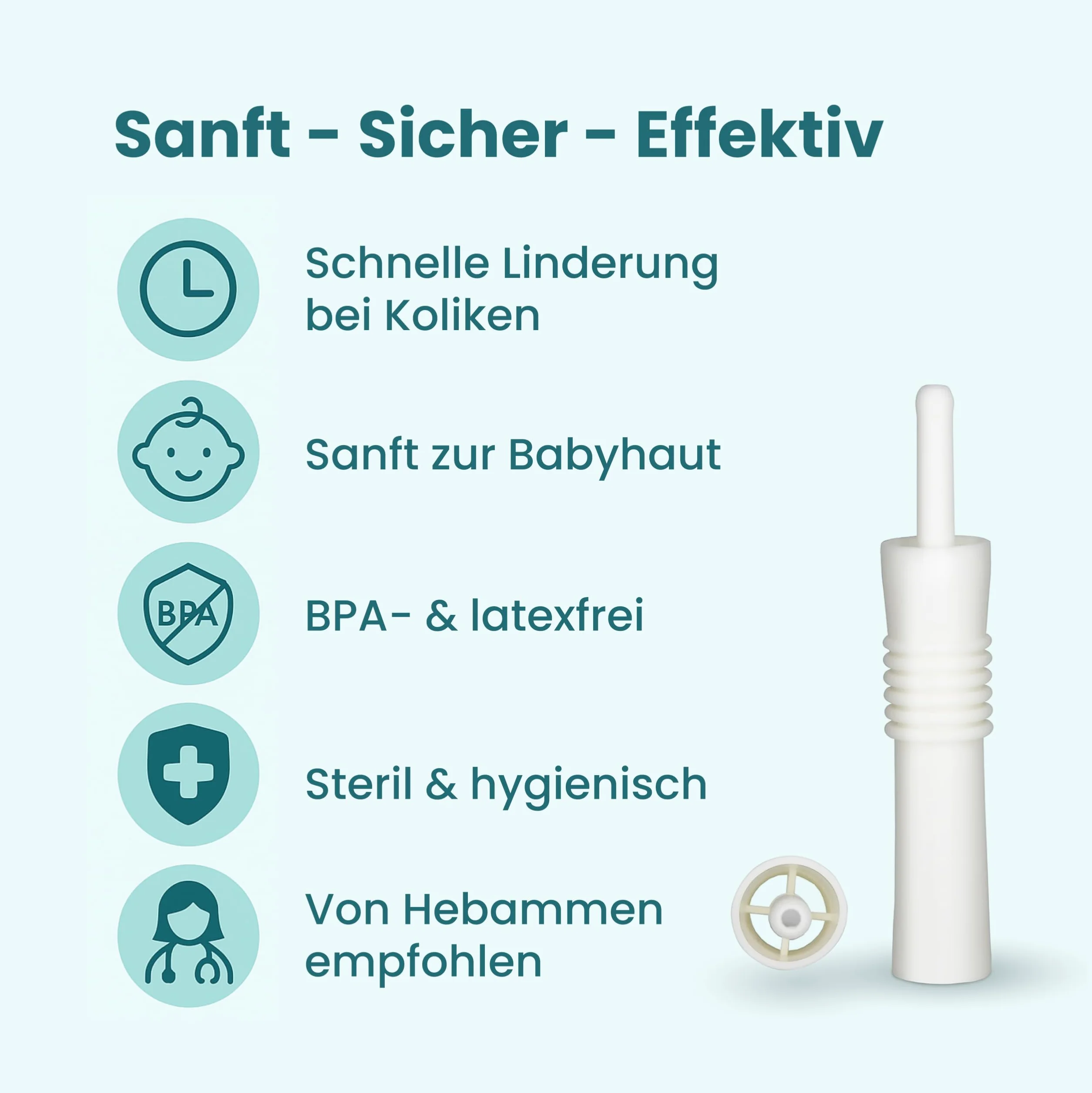 MED 10 Unidades Tubo para Gases para Bebés – Ayuda eficaz para Bebés con gases | Sin Medicamentos | Catéter desechable Remedio suave para el cólico infantil