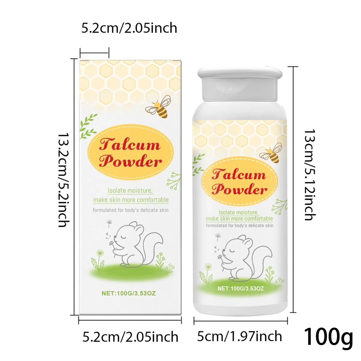 Polvo corporal de almidón de maíz, polvo de cuidado calmante, eficaz, para la piel delicada, uso diurno y nocturno, ideal para niños y niñas, 1.97 x 1.97 x 5.12 pulgadas