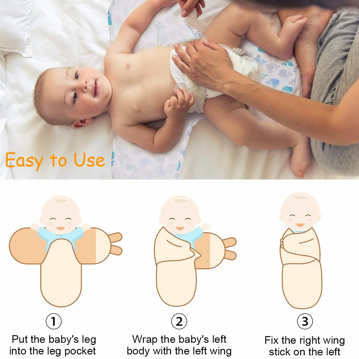 Vicloon Swaddle Wrap, 2pcs Blanket para Bebes, Sacos De Dormir, Envoltura 100% Algodón, Manta de Arrullo Cobija para Recien Nacidos 0-3 Meses