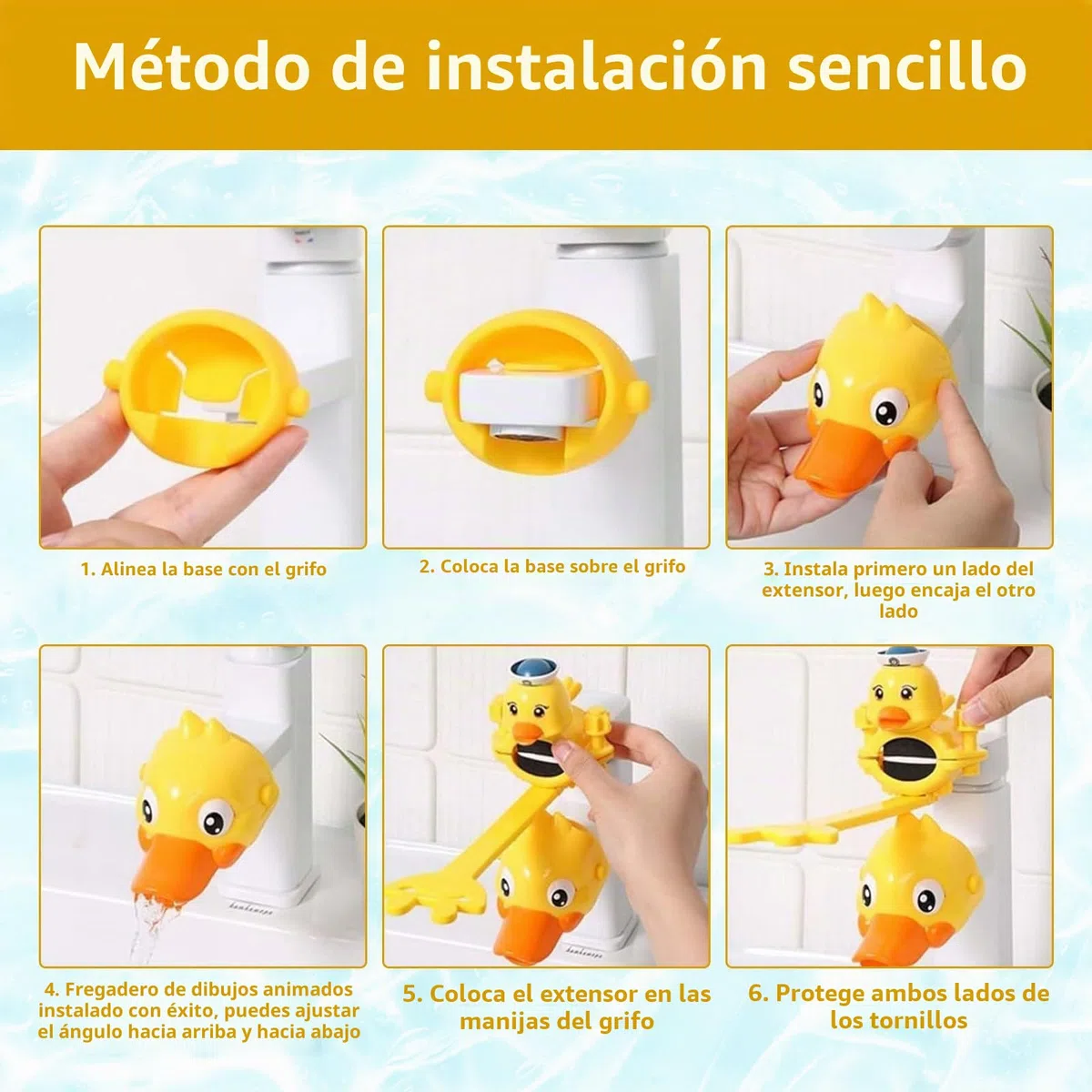 Extensor Grifo Lavabo para Niños 1 pieza extensor de grifo de dibujos animados Alargador Grifo Diseño en Forma de Pato Ajustable más Conveniente para que los Niños Pequeños se Laven las Manos