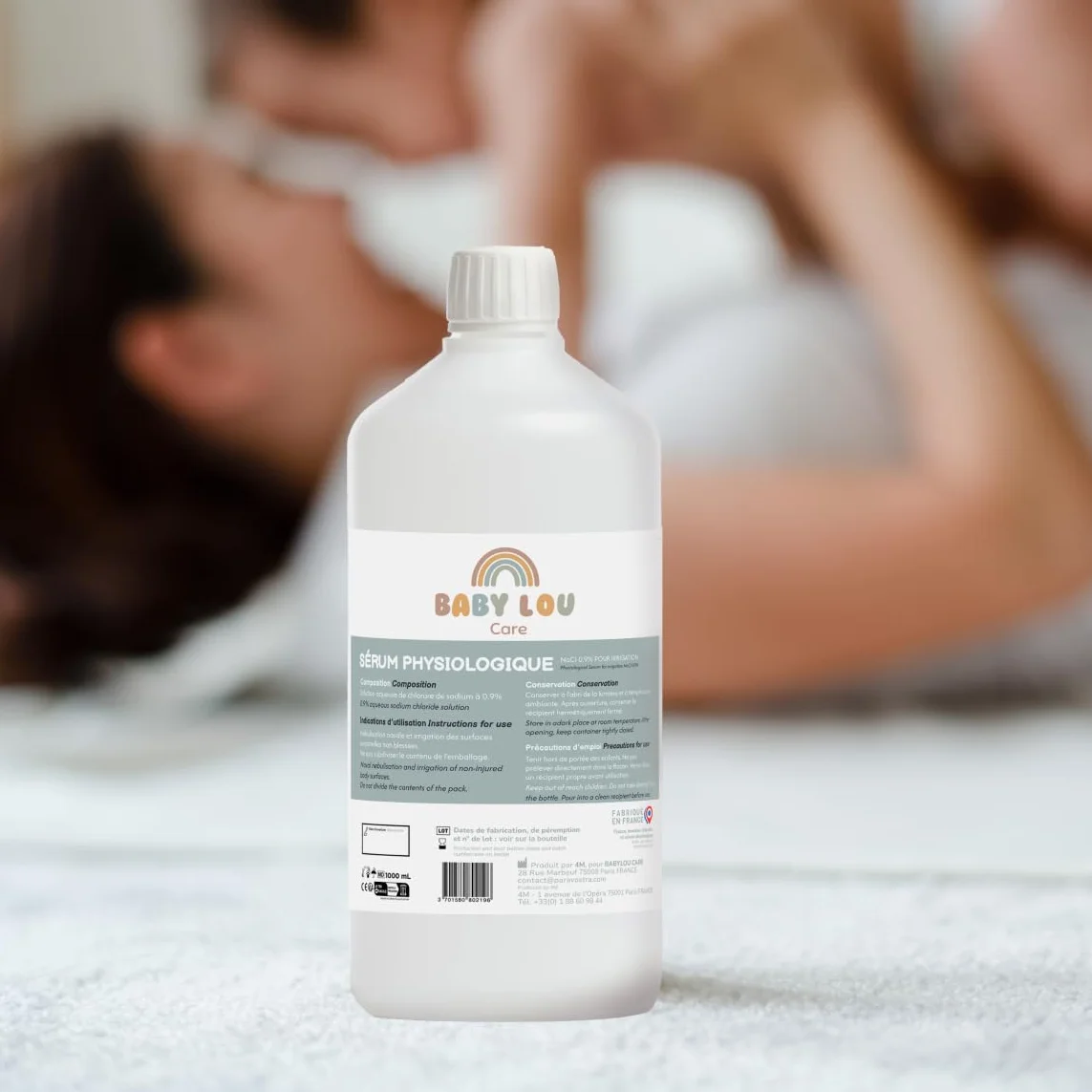 Suero Fisiológico Botella 1L | NaCl 0,9% | Fabricado en Francia | Lavado de fosas nasales | Higiene de la nariz | Para irración externa