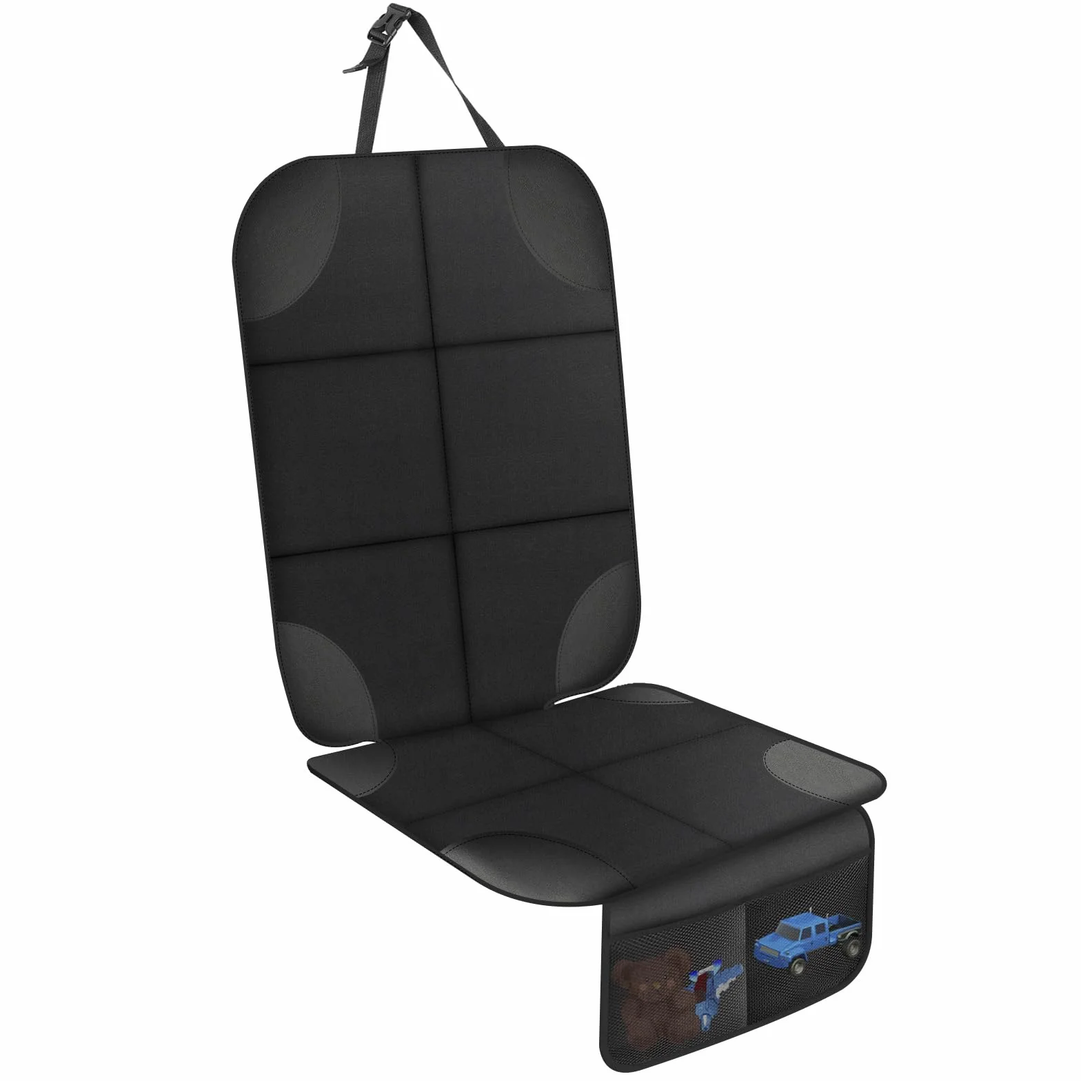 AiQInu Protector Asiento Coche Impermeable Antideslizante Compatible Niño 2 Bolsillos Almacenaje Cuero Tela