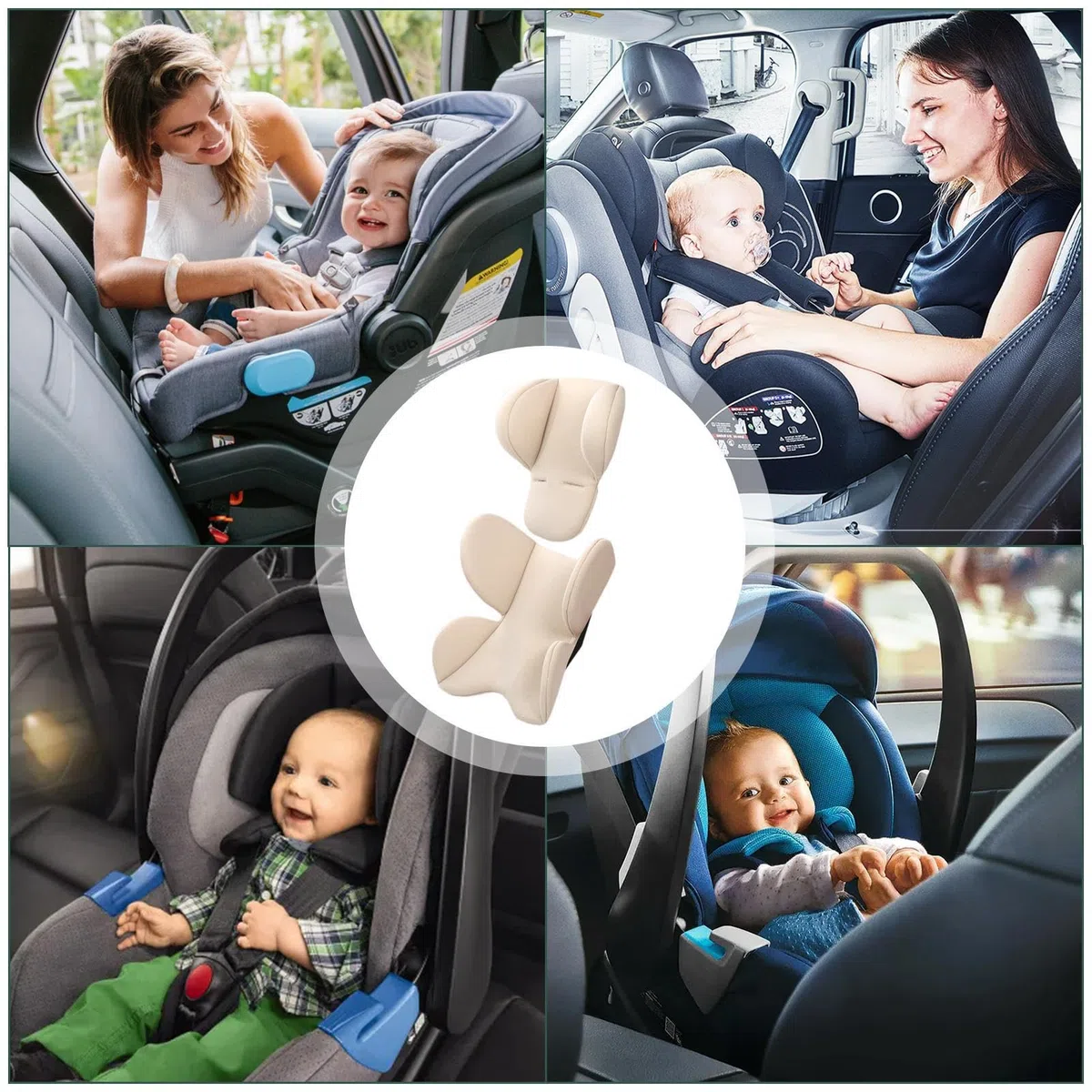 Cojín de Asiento de Coche para bebé, Almohadilla de inserción de Asiento de Coche de Apoyo para la Cabeza y el Cuerpo, Almohadillas para Cochecito, Insertos de Asiento de Coche para recién