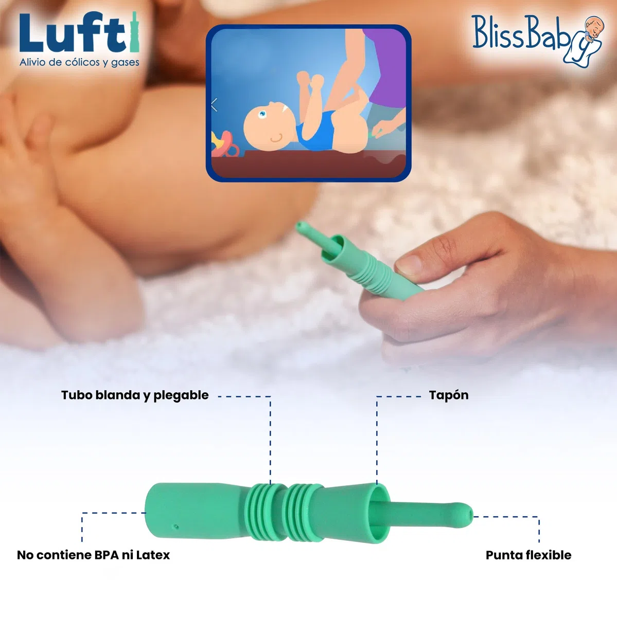 BlissBaby Lufti Alivio instantáneo natural de cólicos, gases y estreñimiento para bebés x 10
