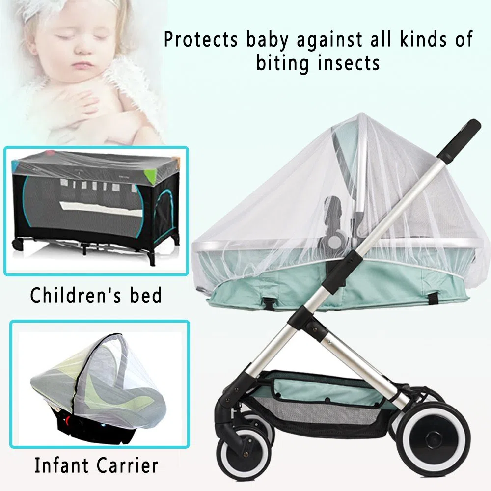 Moustiquaire Poussette, Universelle pour Landau, Auto-siège, Lit Parapluie, Protection Anti-insectes pour Bébés, Enfants Tissu à Mailles résistante, solide et lavable