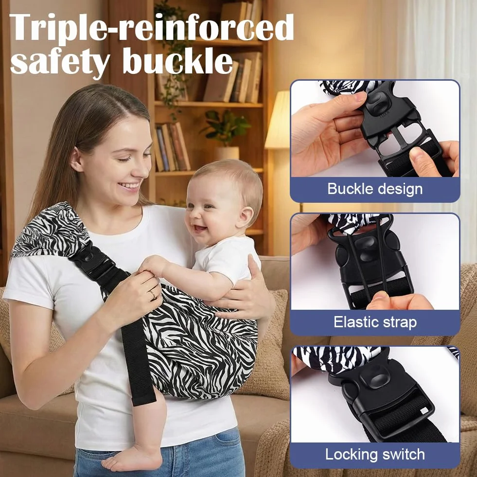 Portabebés Portátil para Bebés, Ergonómico Porteadores para Bebés de 3 a 24 Meses Manos Libres Triple Protección Ensanchado y Engrosado Hasta 20 KG Ajustable Transpirable Baby Carrier Rayas
