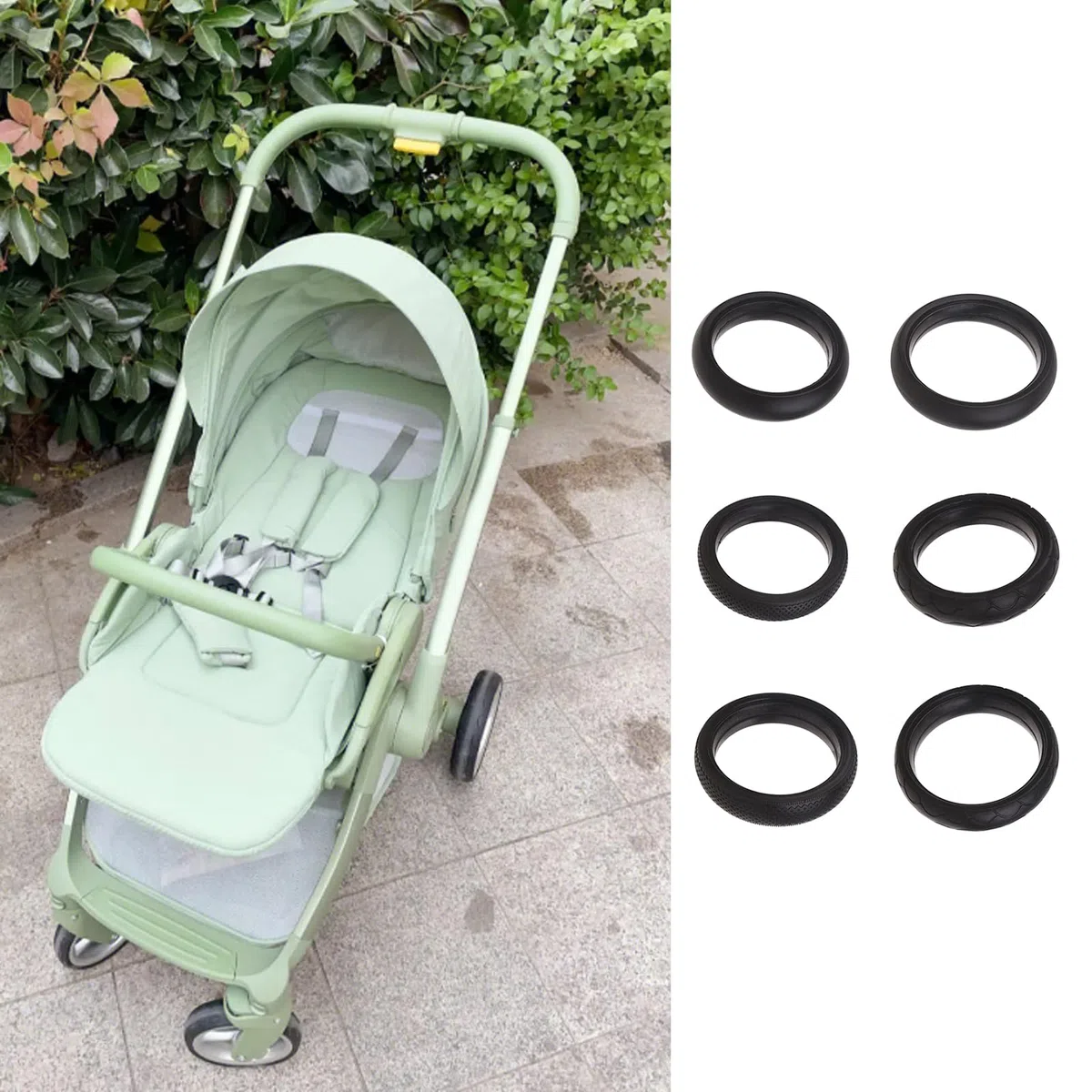 Neumático exterior de repuesto para carrito de neumáticos sin cámara, elástico de larga duración, accesorios de rueda para cochecitos, resistencia al desgaste