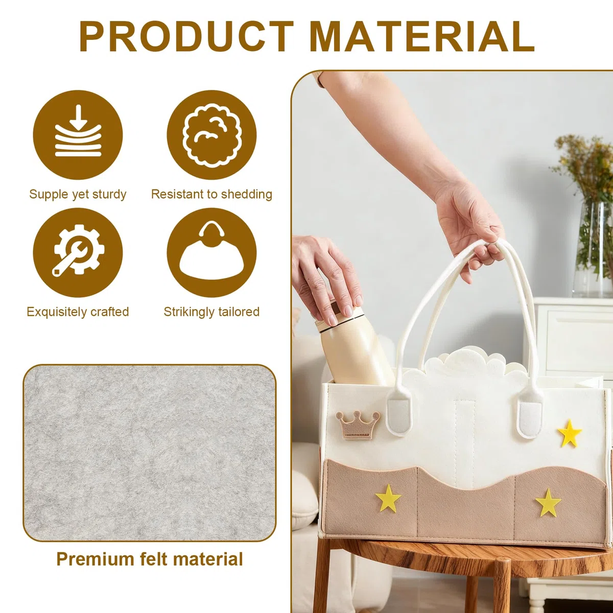 Cesta Organizadora Bebe,Organizador Pañales de Fieltro con Compartimentos Extraíbles,Cestas Bebe Cesta Cambiador para Juguetes,Libros Ilustrados,Aperitivos,Material de Oficina
