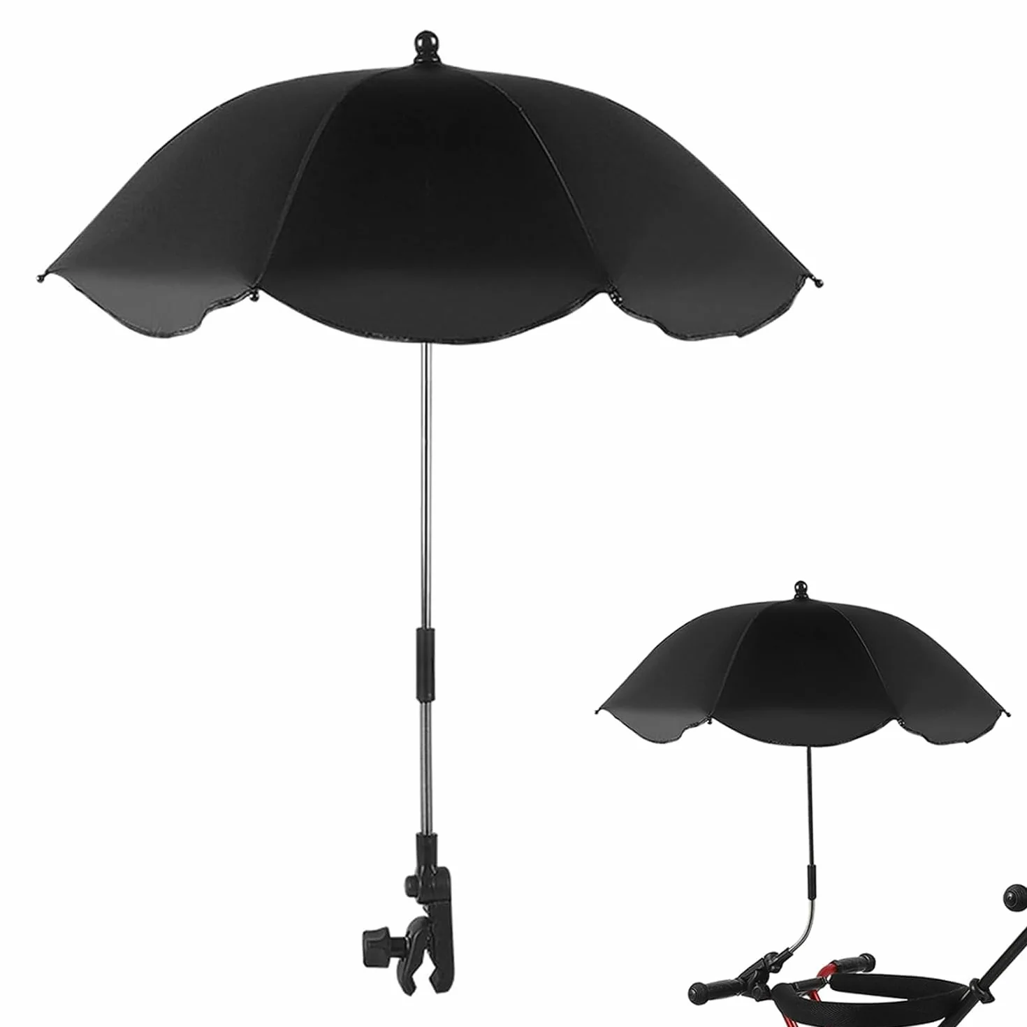 Sombrilla de Cochecito, Sombrilla Universal para Cochecito de Bebé, Sombrilla Universal para Cochecito de Bebé,para Tubos Redondos y Ovalados, para Cochecito & Silla de Paseo,Negro