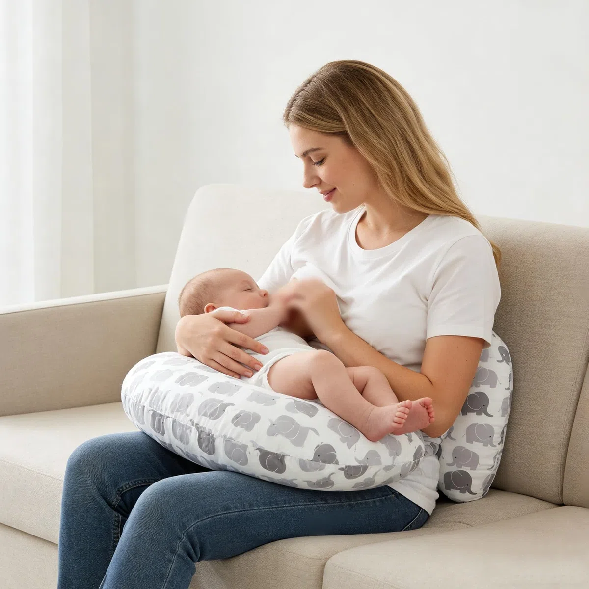 Funda para Almohada de Lactancia Winmany para Bebé, Removible, Almohadilla para Lactancia para Recién Nacido, Almohadilla de Lactancia Linda con Patrón para Niñas y Niños para Alimentación con Pecho y