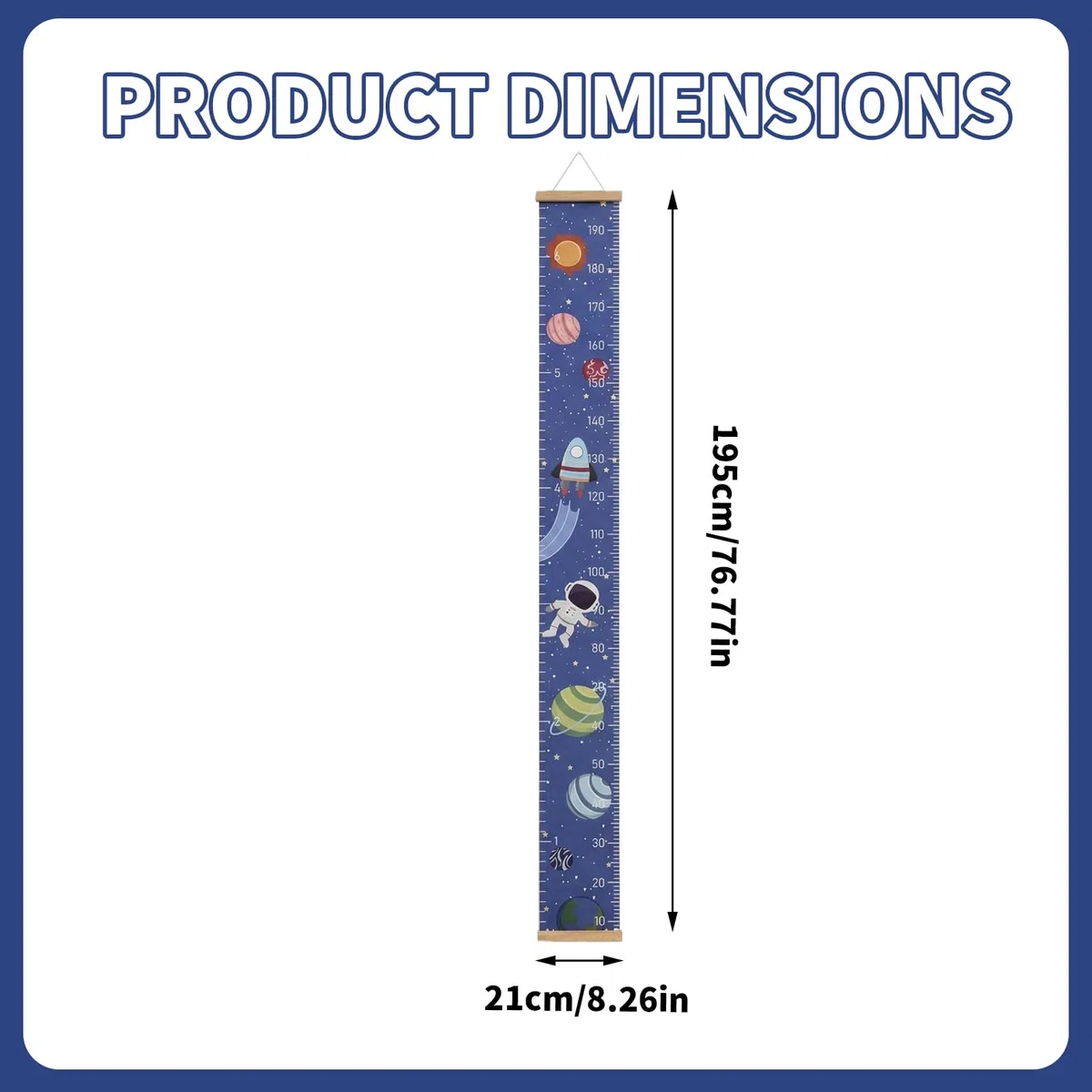 Bebé Gráficos de Crecimiento 7.9 '' x 79 '' Medidor Altura Niños Pared Regla de Pared de Madera Tabla de Crecimiento para Niños para Dormitorio Infantil (Espacio)
