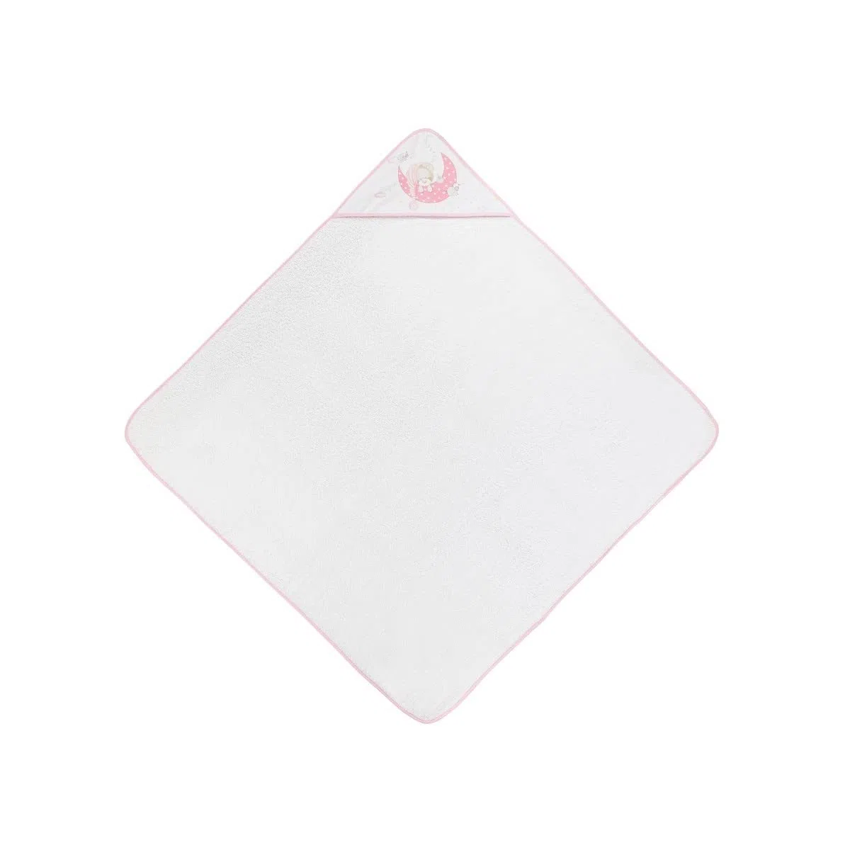 Interbaby - Capa de Baño Bebe Blanco/Rosa | Toalla Bebe con Capucha 100% Algodón, 100x100cm, Unisex | Suave, Cómoda, Secado Rápido | Ideal Recién Nacidos, Bebes y Niños Pequeños | Diseño Bear Sleeping