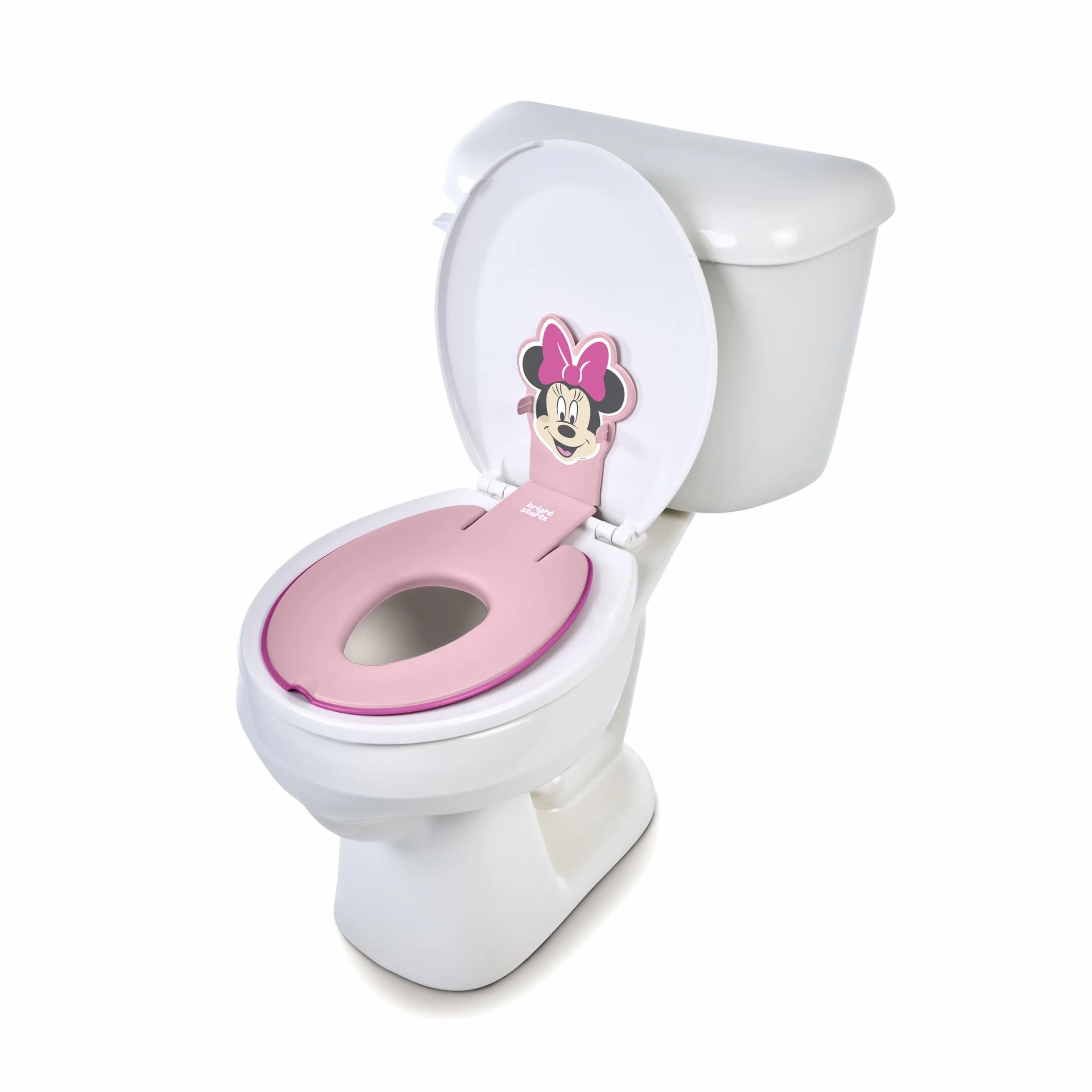 Bright Starts, Disney Baby Minnie Mouse Adaptador WC Niños, Reductor WC Niños con Asas Antideslizantes, Fácil de Montar, Para Niños Desde 18 Meses, Rosa