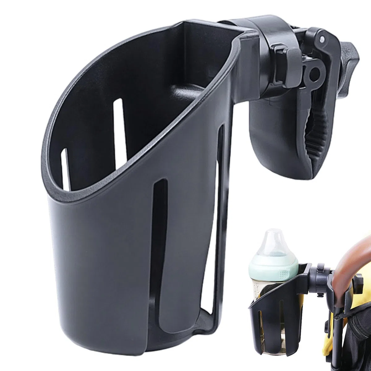 Maciun Portavasos para cochecito, soporte para botellas de cochecito, soportes para bebidas para cochecito, portavasos giratorio y soporte para botellas para carros, andadores y bicicletas