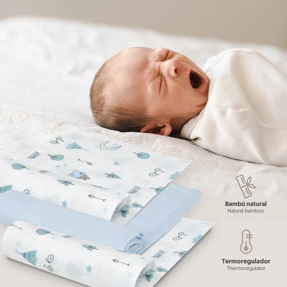 Interbaby Muselina Bambu Bebe 55x75cm | Gasas para Bebes Recien Nacidos, Lactancia, Toalla, Manta | Muselinas Bebe Cómoda, Suave, Transpirable