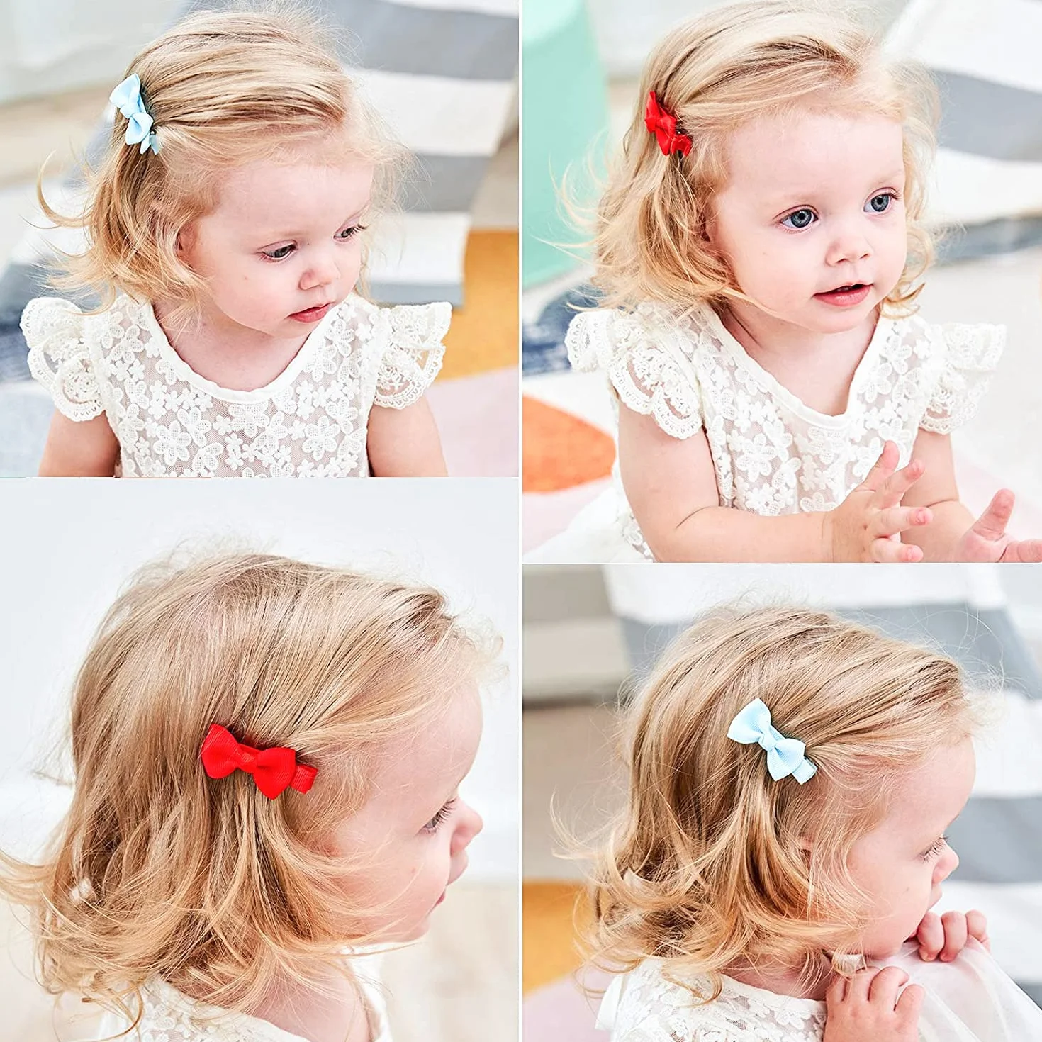 JOYOYO 50 Piezas Lazos Pelo Niña Tamaño Pequeño 5 cm Lazos de Colores, Lazos pelo bebés Pinzas de pelo para bebés