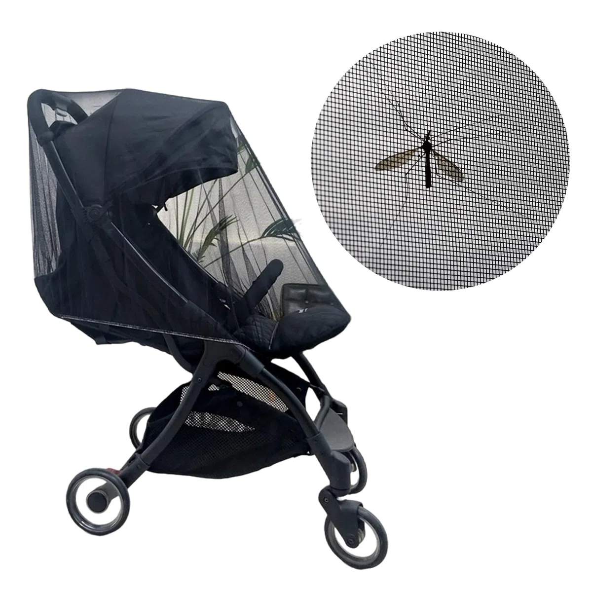 Mosquitera Carrito Bebe Universal, Mosquitero para Carros, Respirable Red Antimosquitos Bebe, Protección Insectos, Adecuado para La Mayoría de Cochecitos, Negro