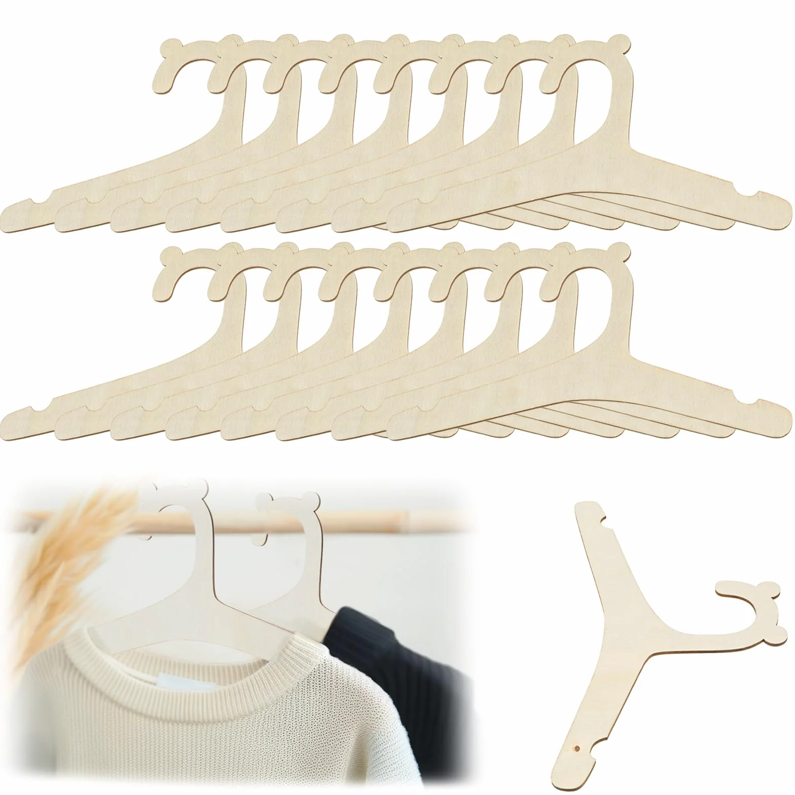 15 perchas de madera para ropa de bebé, ganchos para pantalones de bebé de 9 pulgadas, ganchos para ropa de bebé, perchas para niños recién nacidos para abrigos, pantalones y chaquetas de niños