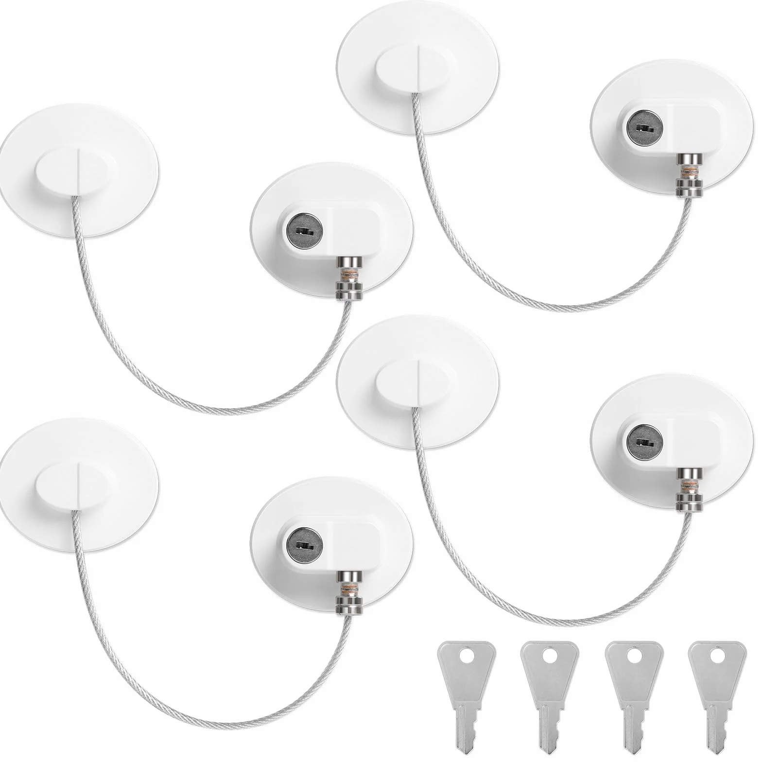 Romon Cerradura Para Puerta De Frigoríficoe 4 Pcs, Seguridad Puertas Niños Con 8 Llaves, Para Puertas, Ventanas Y Frigoríficos, Cajones, Lavadoras, Armarios, Con Un Enfoque En La Seguridad De Los Niño
