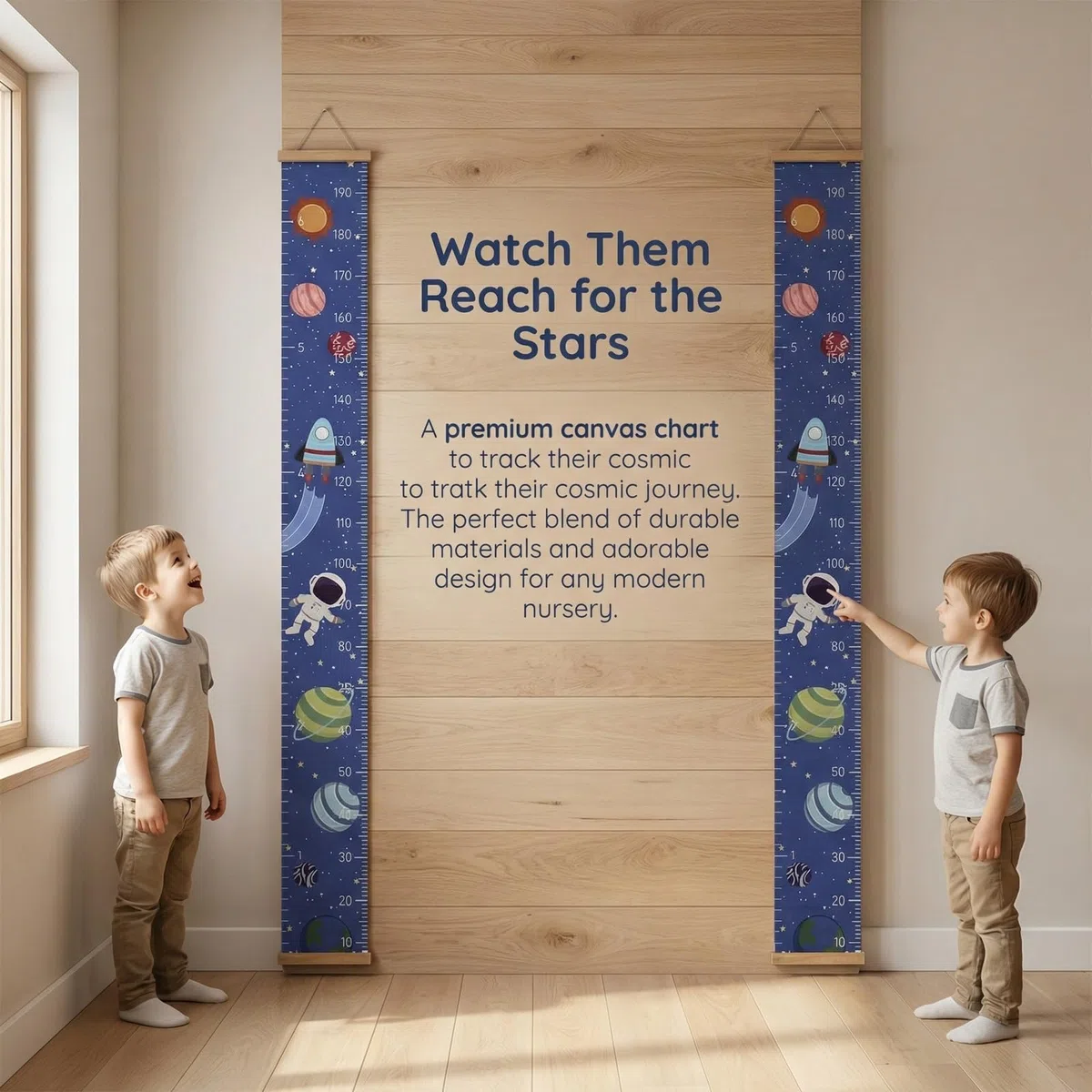 Bebé Gráficos de Crecimiento 7.9 '' x 79 '' Medidor Altura Niños Pared Regla de Pared de Madera Tabla de Crecimiento para Niños para Dormitorio Infantil (Espacio)