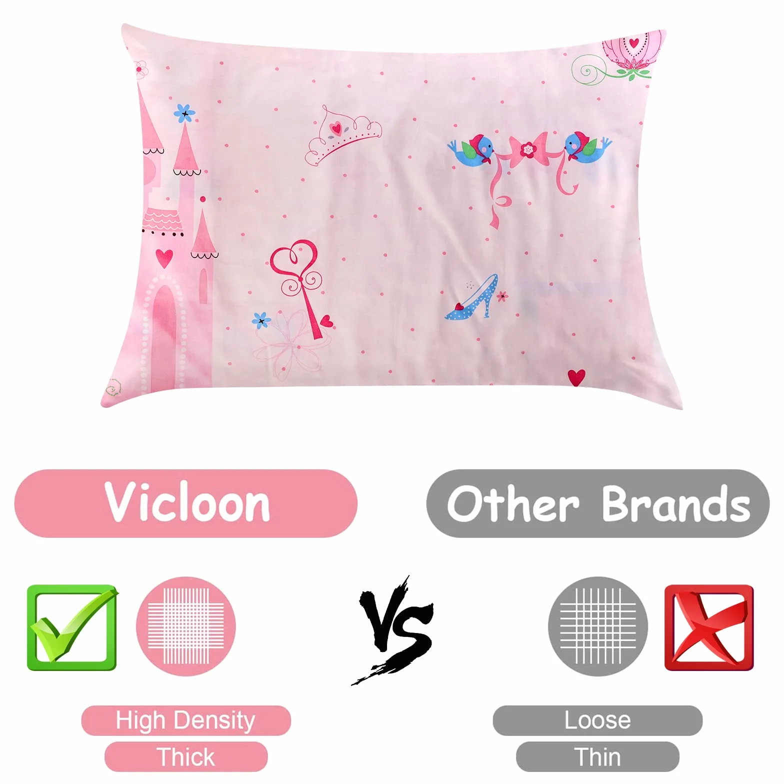 Vegena 2 Piezas Funda de Almohada de 40 x 60 cm, Fundas de Almohada para Niños, Funda de Almohada para Bebé de Algodón Suave y Transpirable, con Cierre de Sobre para Niños y Niñas