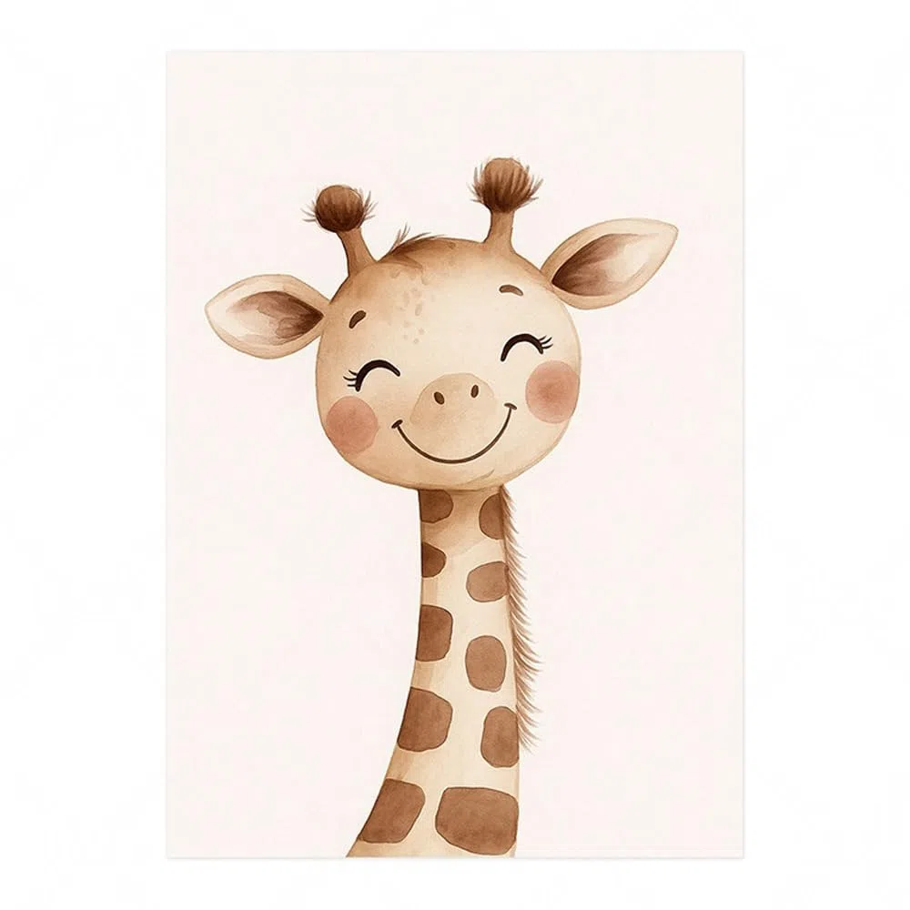 6 Laminas Animales Infantiles 21X30CM Cuadros Animales Niños Selva Elefante Jirafa León Zebra Poster Decorativos Habitacion Niños Lienzo Habitacion Bebe Cuadros Para Quarto Bebe Beige sin Marco