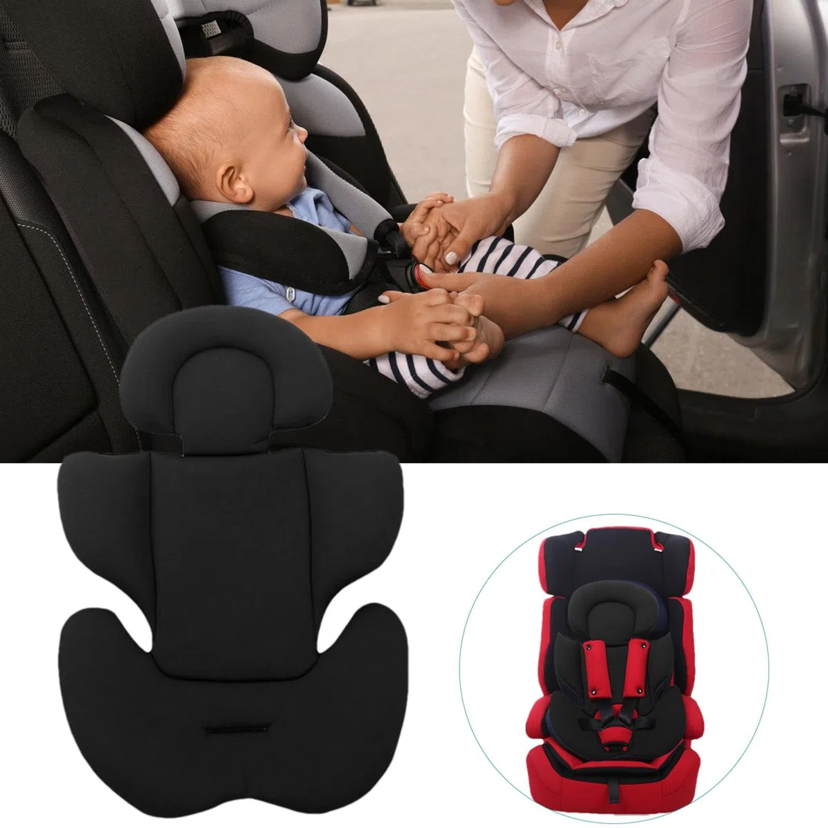 Soporte para la cabeza del asiento de coche para recién nacidos, cojín para cochecito de bebé | Soporte para cabeza y cuerpo de asiento de coche | Almohadilla de inserción para asiento de cabeza y cue