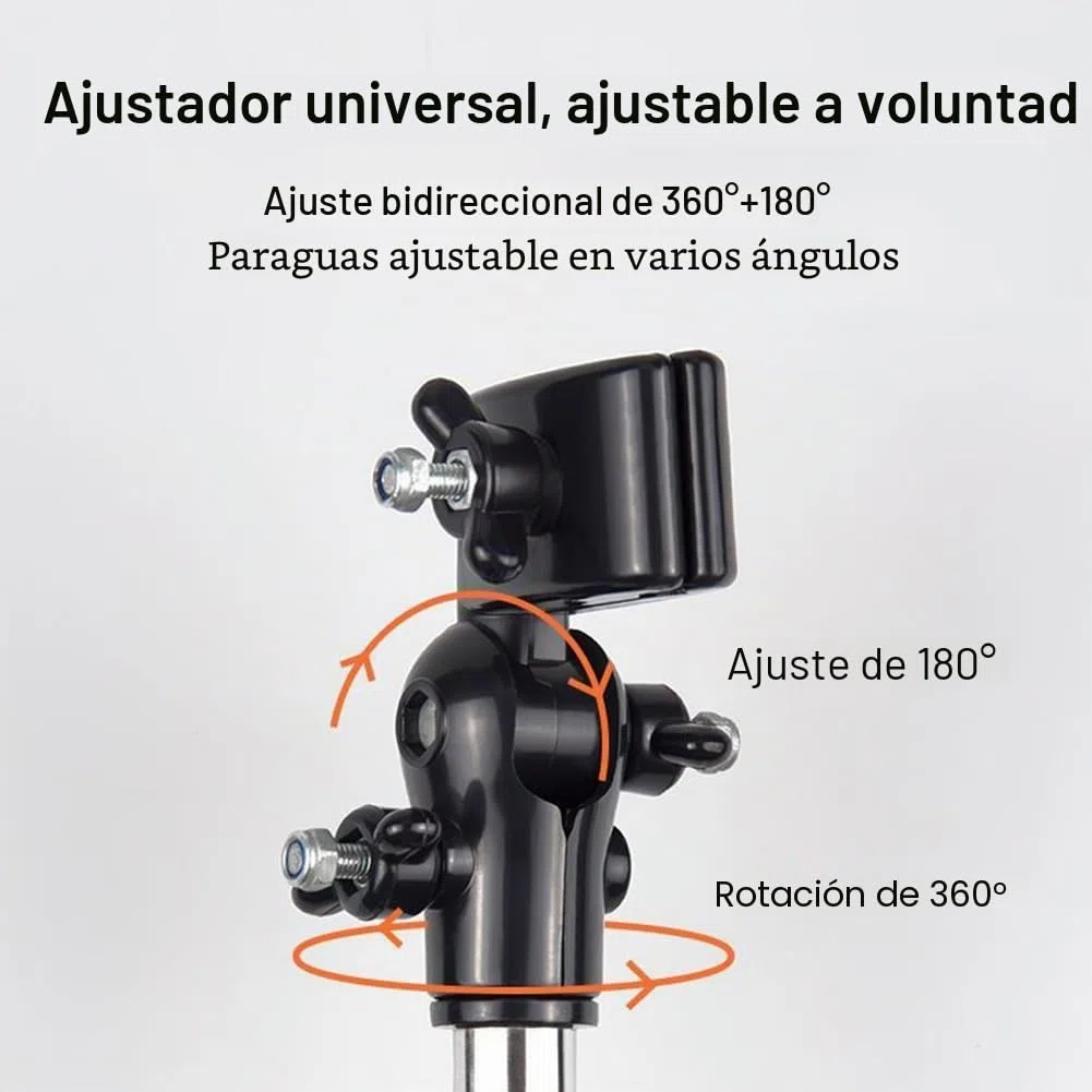Inoxidable Soporte de Paraguas,Soporte de Montaje de Paraguas,Paraguas Manillar Soporte,Ajustable de 360°,Plegable,Soporte para Barra de Paraguas de Bicicleta para Cochecito de Bebé Sillas de Ruedas