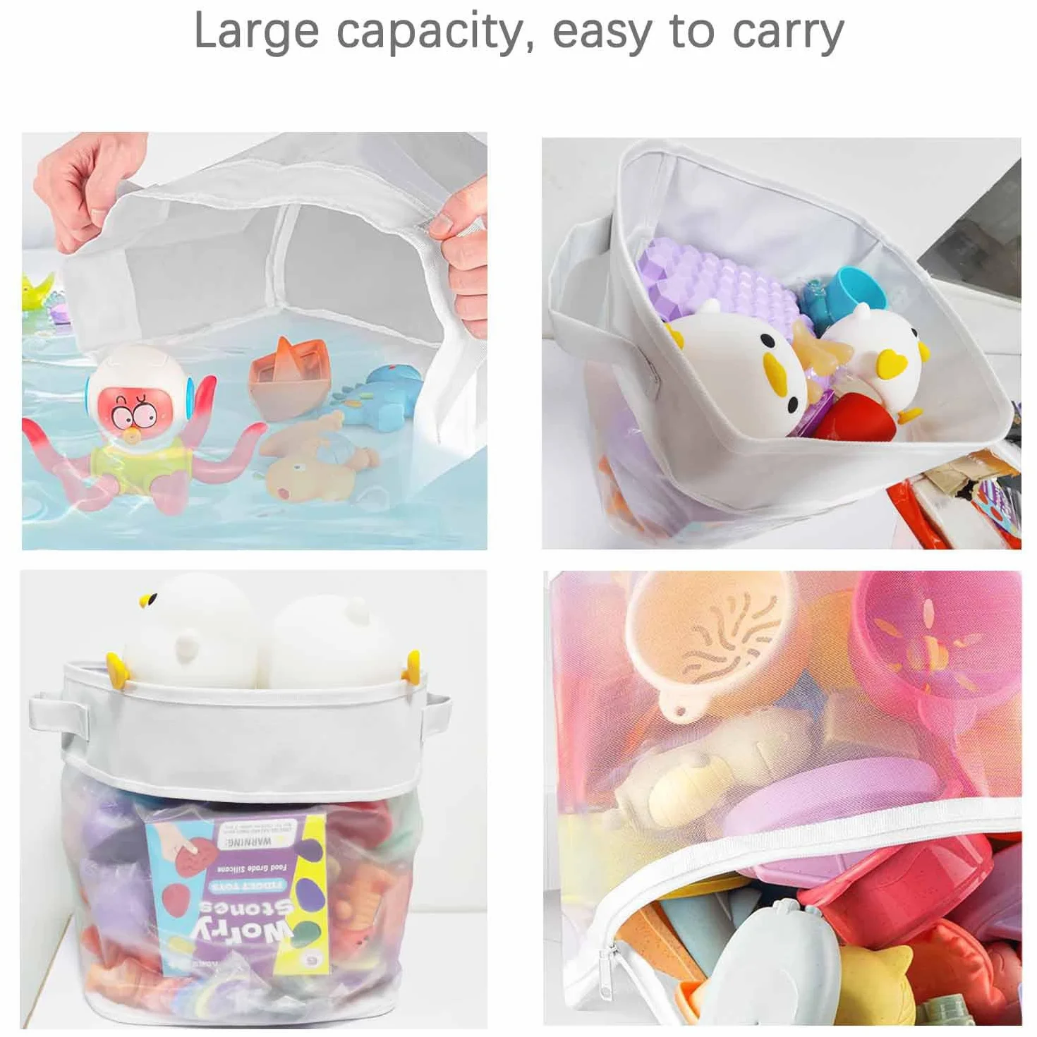 1 bolsa de almacenamiento para juguetes de bañera, organizador colgante para juguetes de baño, bolsa de malla para guardar y clasificar juguetes