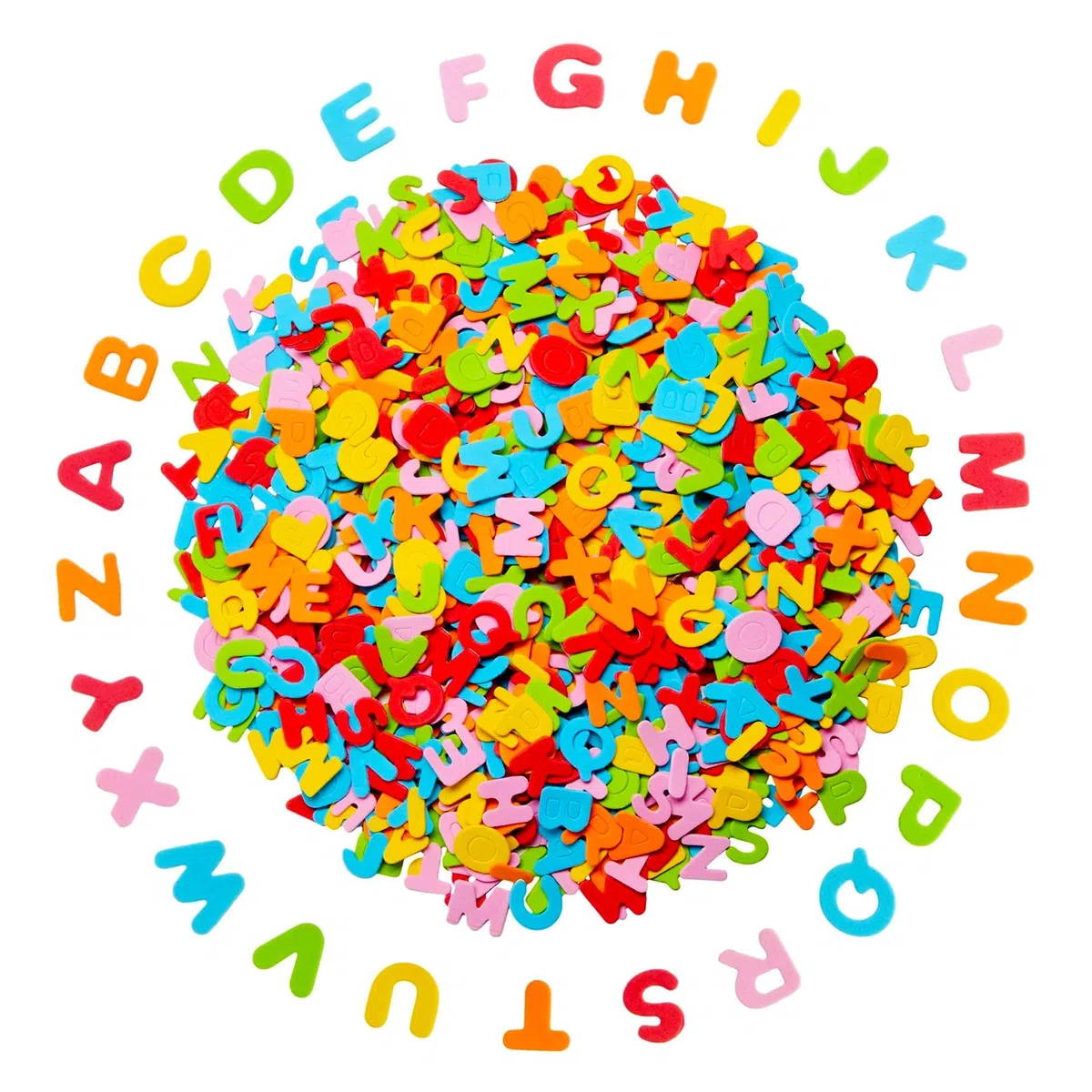 Letras Adhesivas Coloridas - 520 Pegatinas de Goma Espuma Autoadhesivas Para Pegar - Juego de Letras Para Niños Escolares