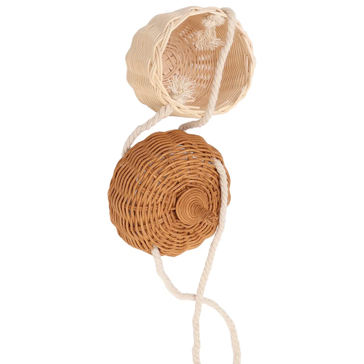 Cesta de Almacenamiento de Ratán para Niños, Cesta de Mimbre en Forma de Bellota, Impermeable, Multifuncional, , Tejida a Mano, Decorativa para el Hogar para Niñas (Bolso de hombro pequeño)