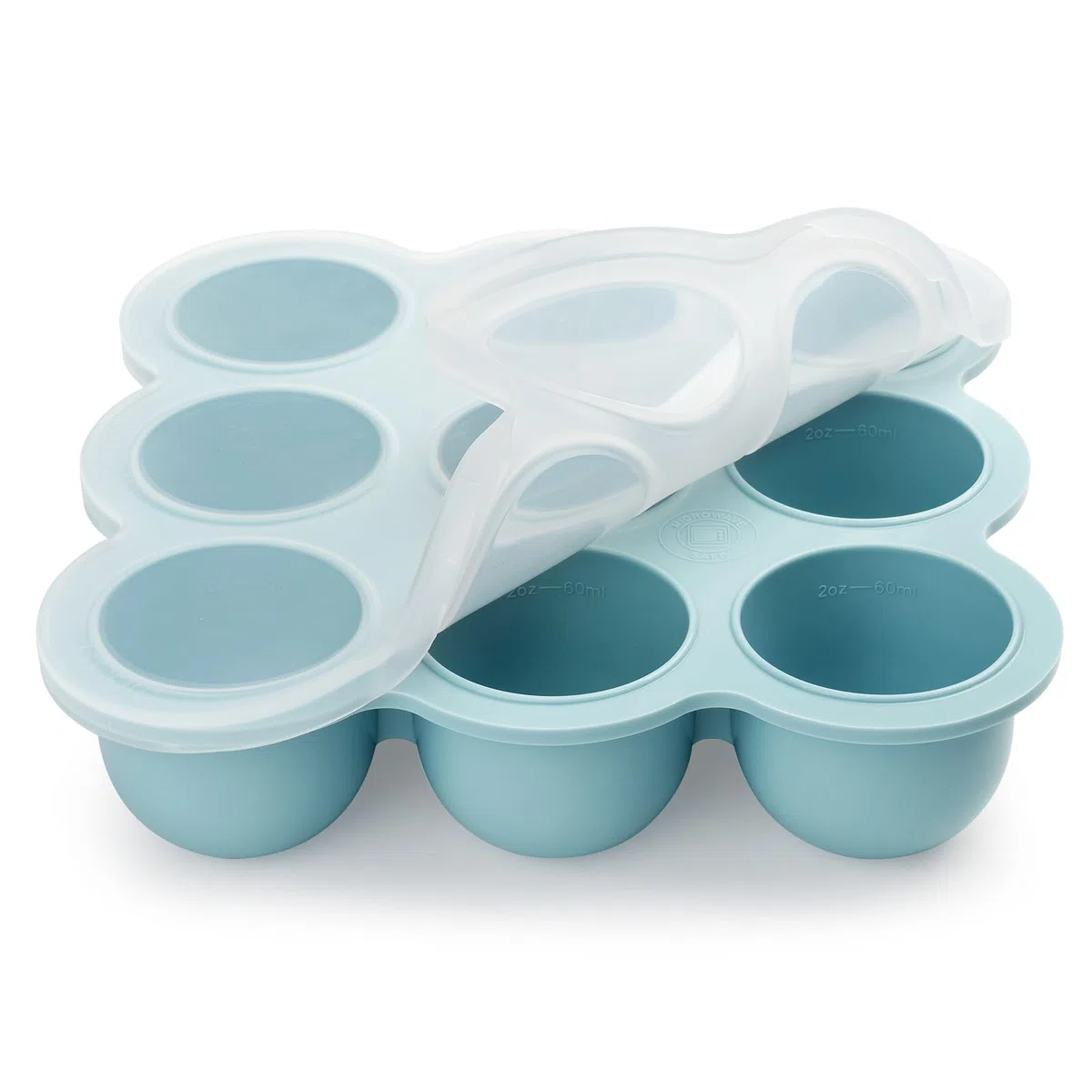 Aolso Recipiente para comida, Bandeja de Silicona para Comida,Silicona para Cubitos de Hielo, Envase de silicona para Congelar Alimentos y Papillas, Recipiente Molde para Comida,Azul -9cuadrados