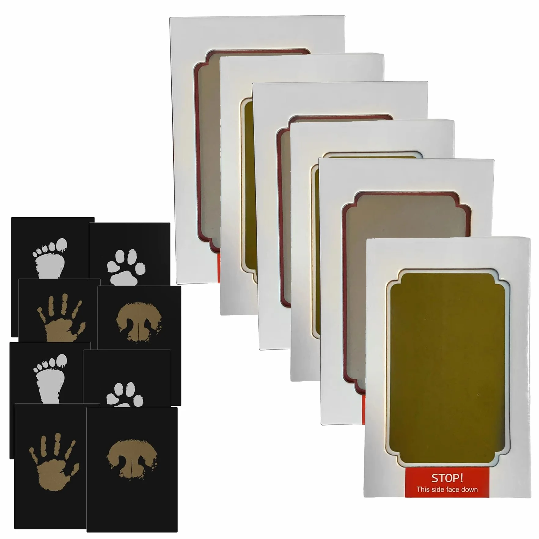 Huella Bebe, 12 Tarjetas de Impresión y 6 Plantillas, Huellas Perro Recuerdo, Huellas Bebe Recien Nacido, No Mancha, Kit Huella del Pie, Regalo de Bautizo o Recuerdo