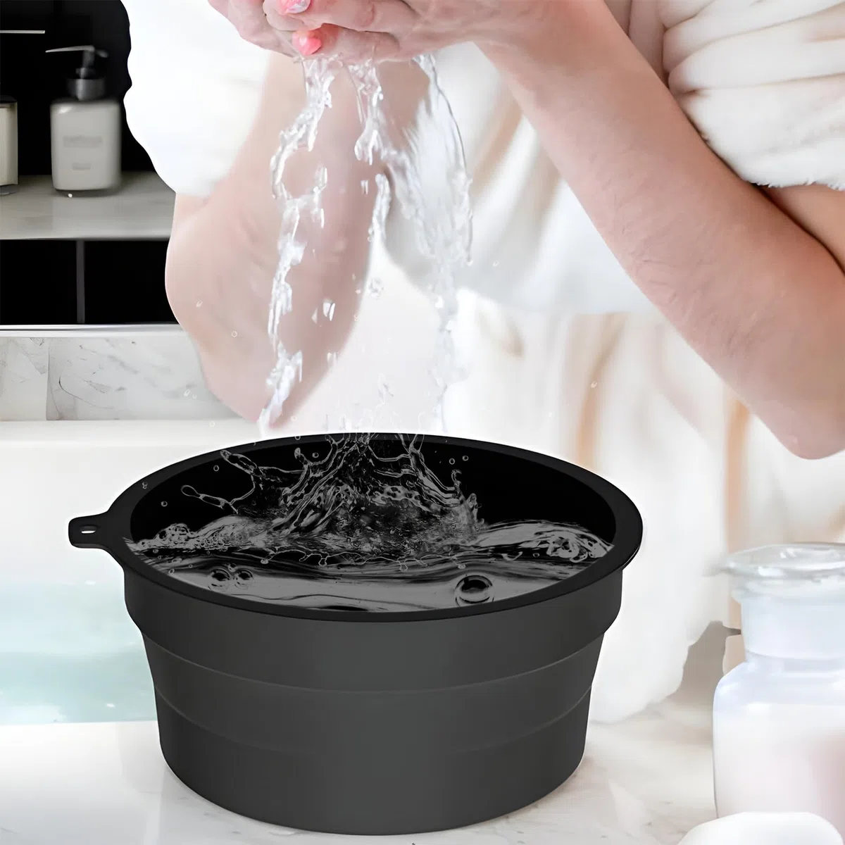 Genérico Cuenco Facial De Hielo - Baño Facial Frío Con Hielo | Lavabo Plegable De Silicona Reafirmante Para Piel En Casa Y Viajes