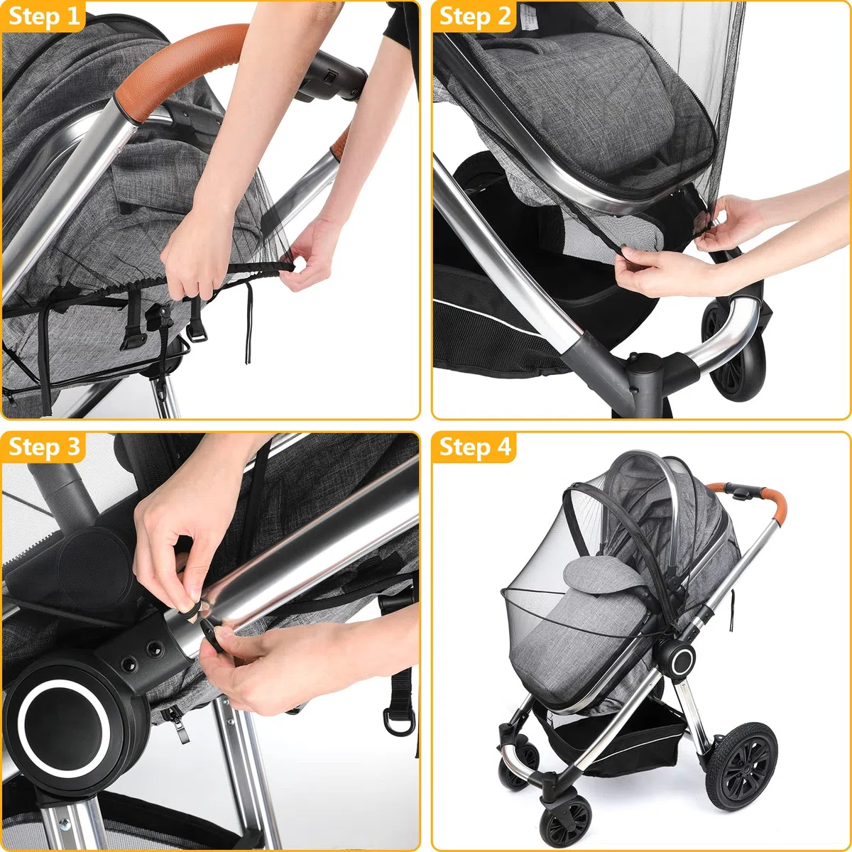 Mosquitera Carro Bebe Universal Carrito Red Antiinsectos Silla de Paseo Protección Avispas y Mosquitos Mosquitera Cochecitos con Cremallera y Goma Elástica | Lavable(Negro)