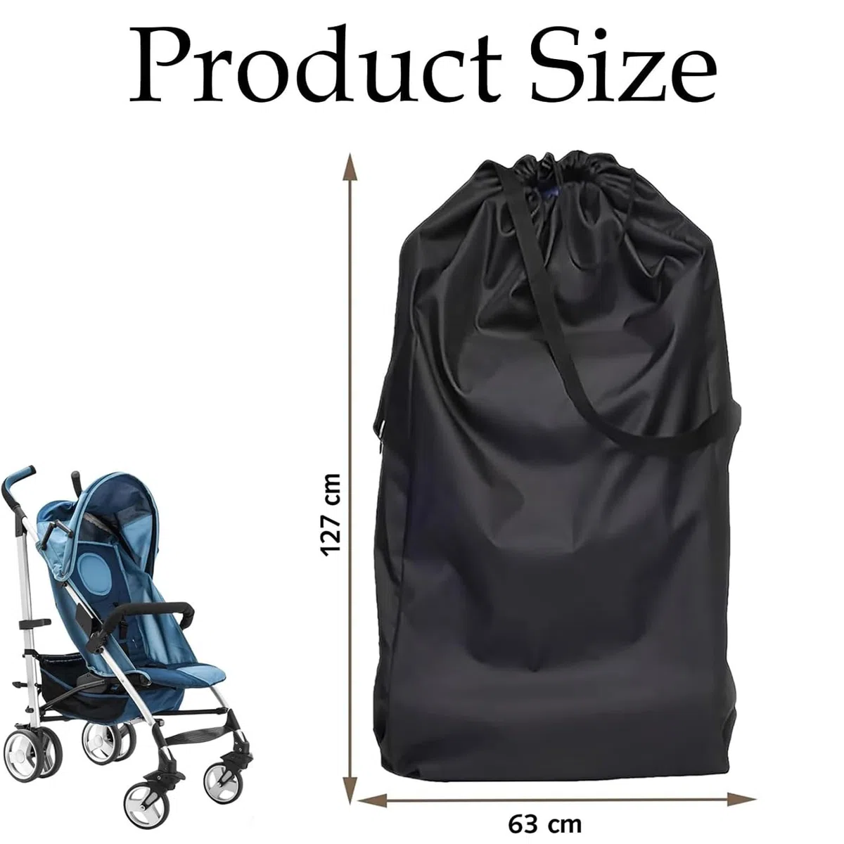 Ezranova Bolsa de viaje impermeable para cochecito de bebé, color negro, gran capacidad